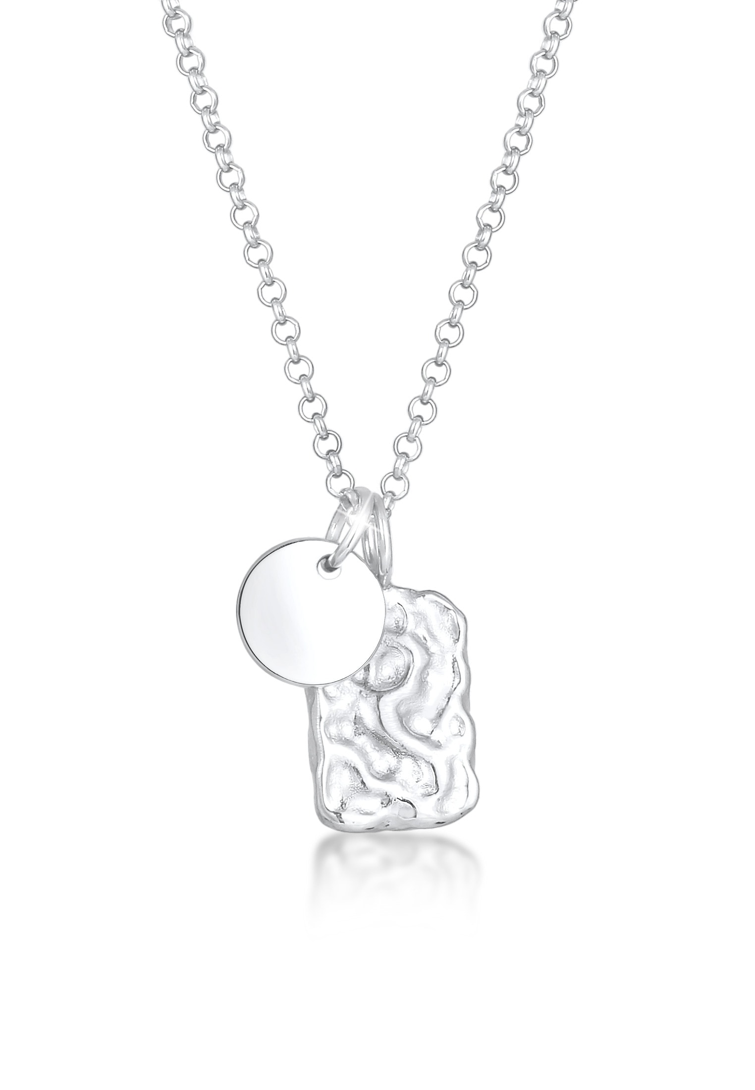 Elli Kette mit Anhänger »Halskette Plättchen Rechteck Organic Look 925 Silber«