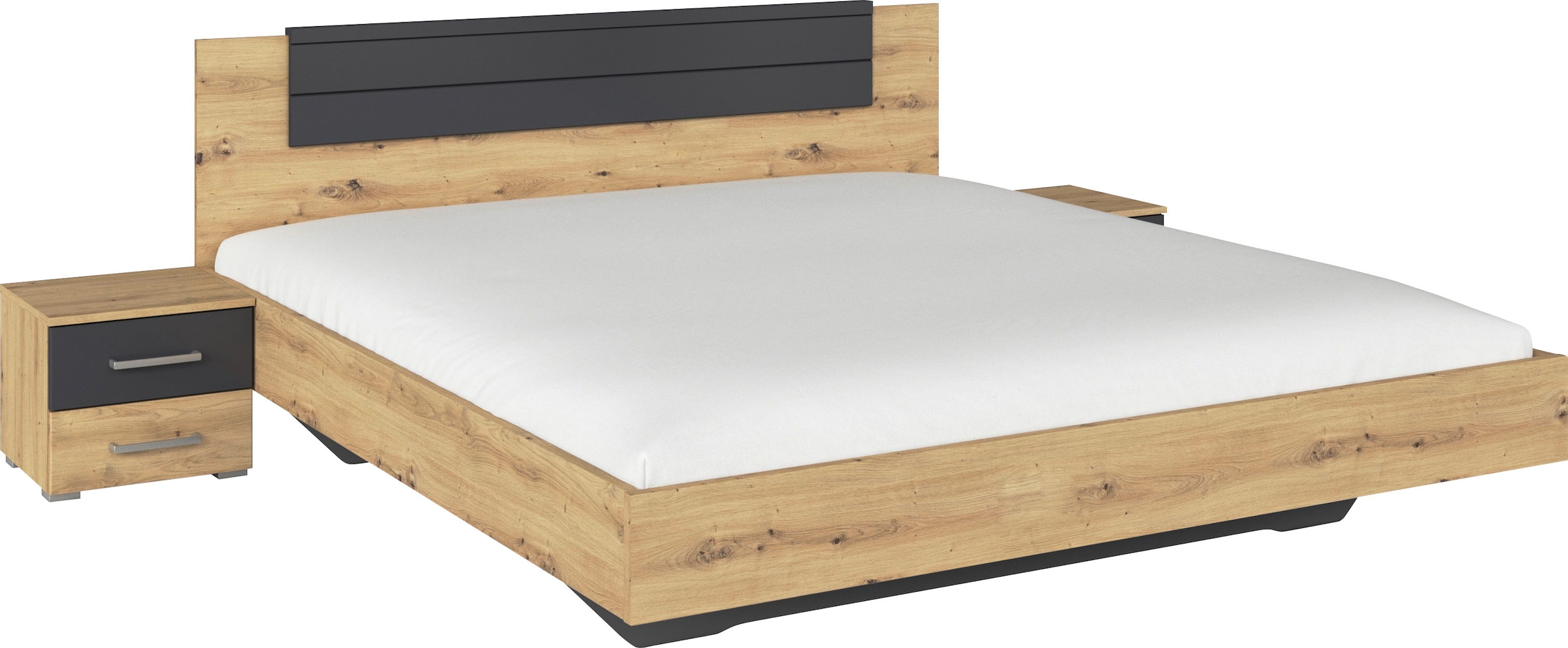 rauch Bettanlage »Doppelbett Futonbett BARCELONA in schwebender Optik«, (Set, 3 tlg.), und Farbabsetzungen mit 2 Nachttischen MADE IN GERMANY