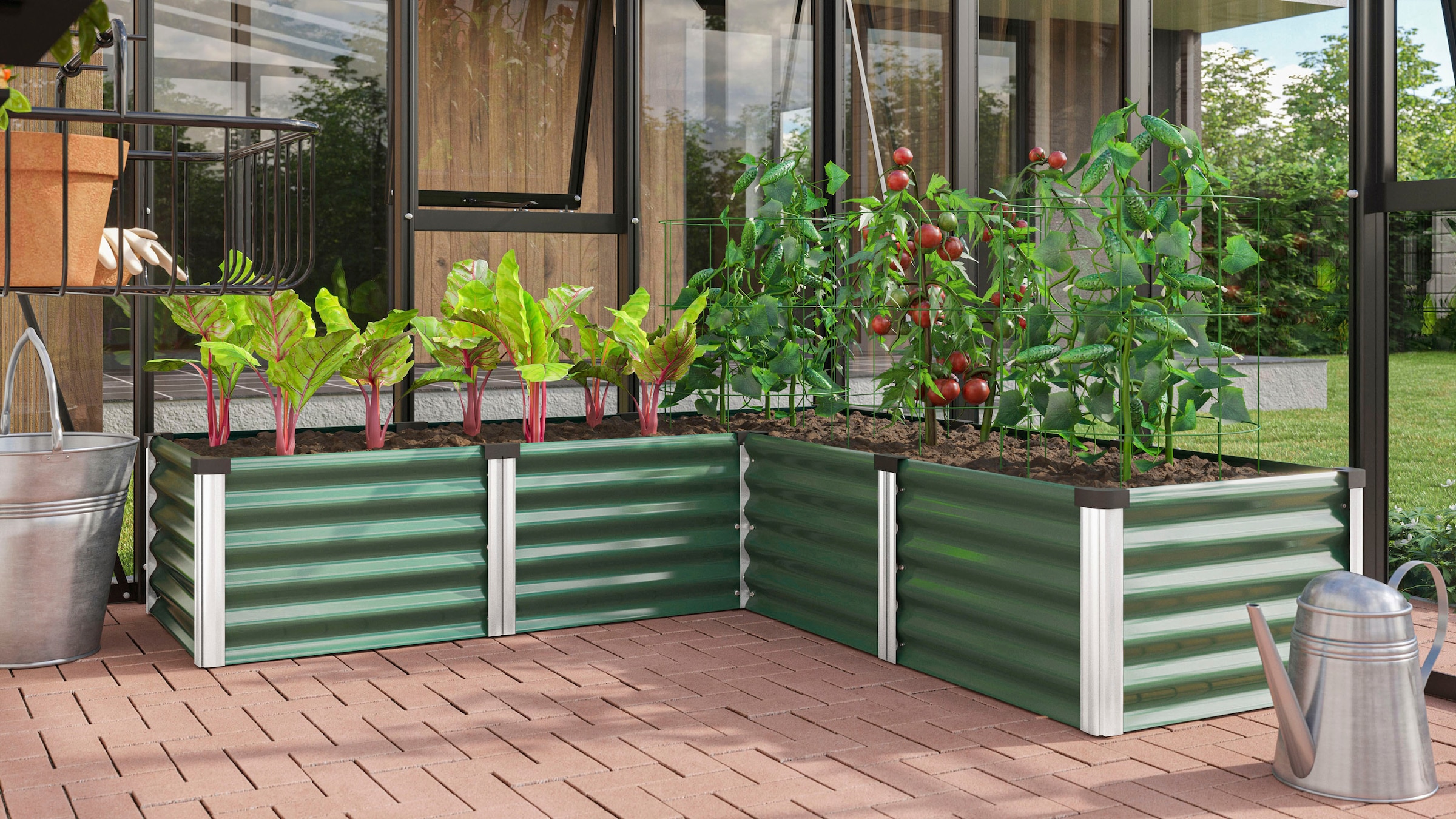 Vitavia Hochbeet »Meta In&Out 401 M« BxTxH: 185x185x40 cm, seegras/ alu