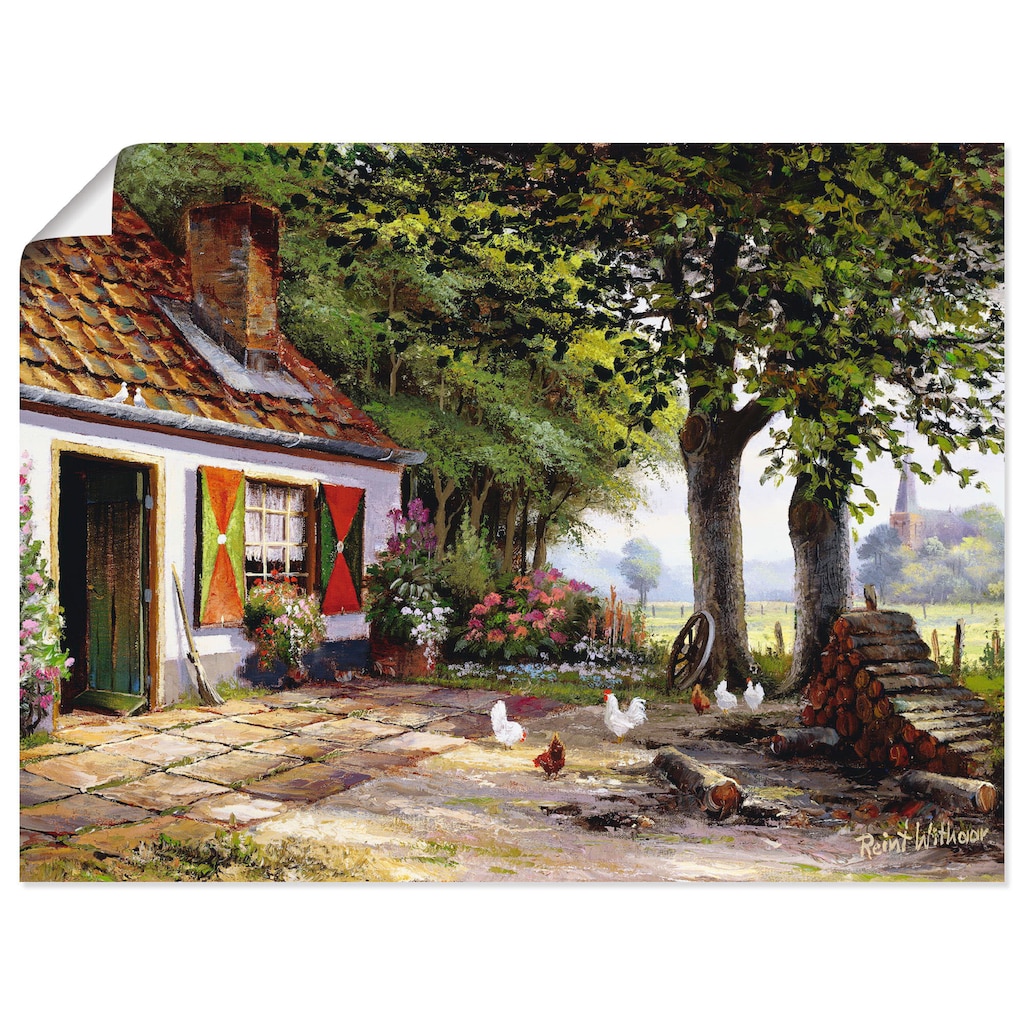 Artland Wandbild »Hühner auf dem Hof«, Garten, (1 St.), als Leinwandbild, Poster in verschied. Größen