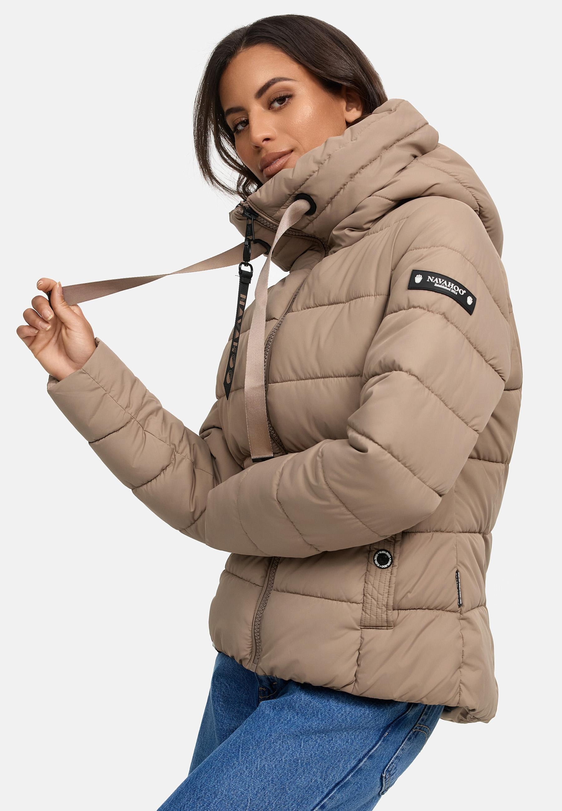 Navahoo Steppjacke »Steppjacke Amayaa« mit Kapuze stylische Damen Winterjacke mit coolen Applikationen