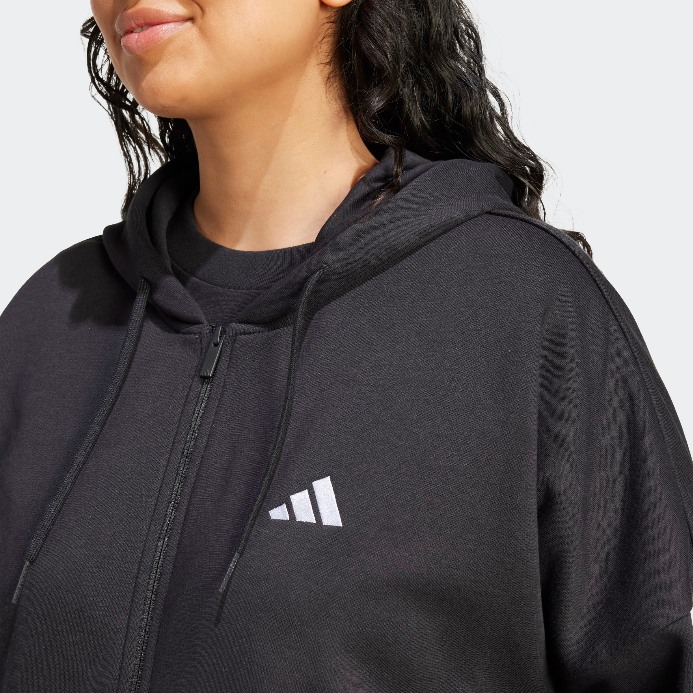 adidas Sportswear Kapuzensweatjacke »ESSENTIALS 3-STREIFEN FULL-ZIP FLEECE (GROSSE GRÖSSEN)«