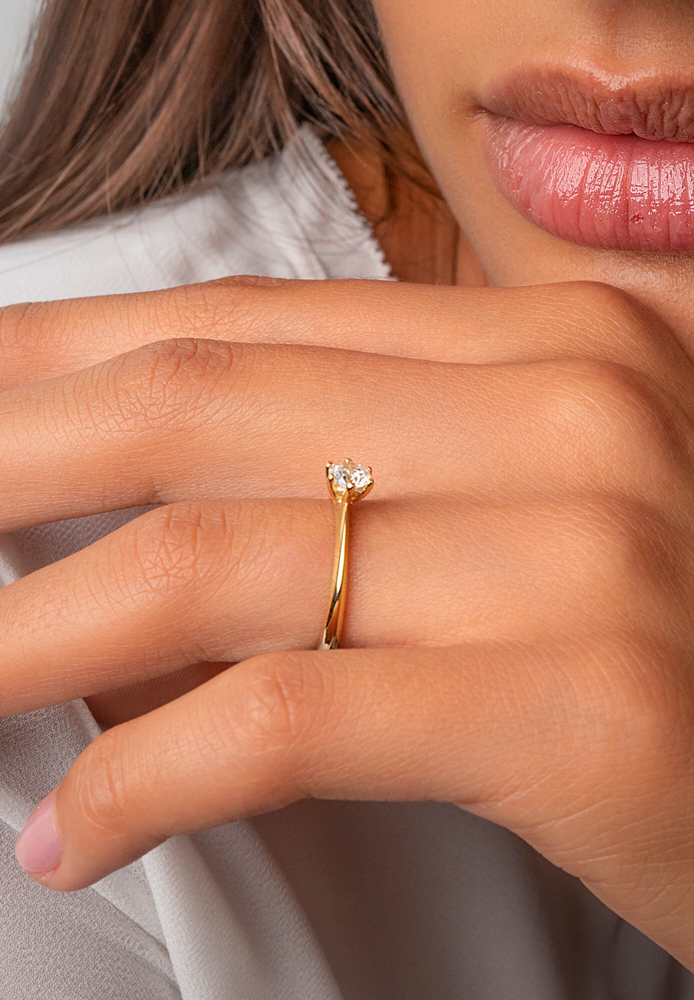 ONE ELEMENT Goldring »Zirkonia Ring aus 333 Gelbgold«