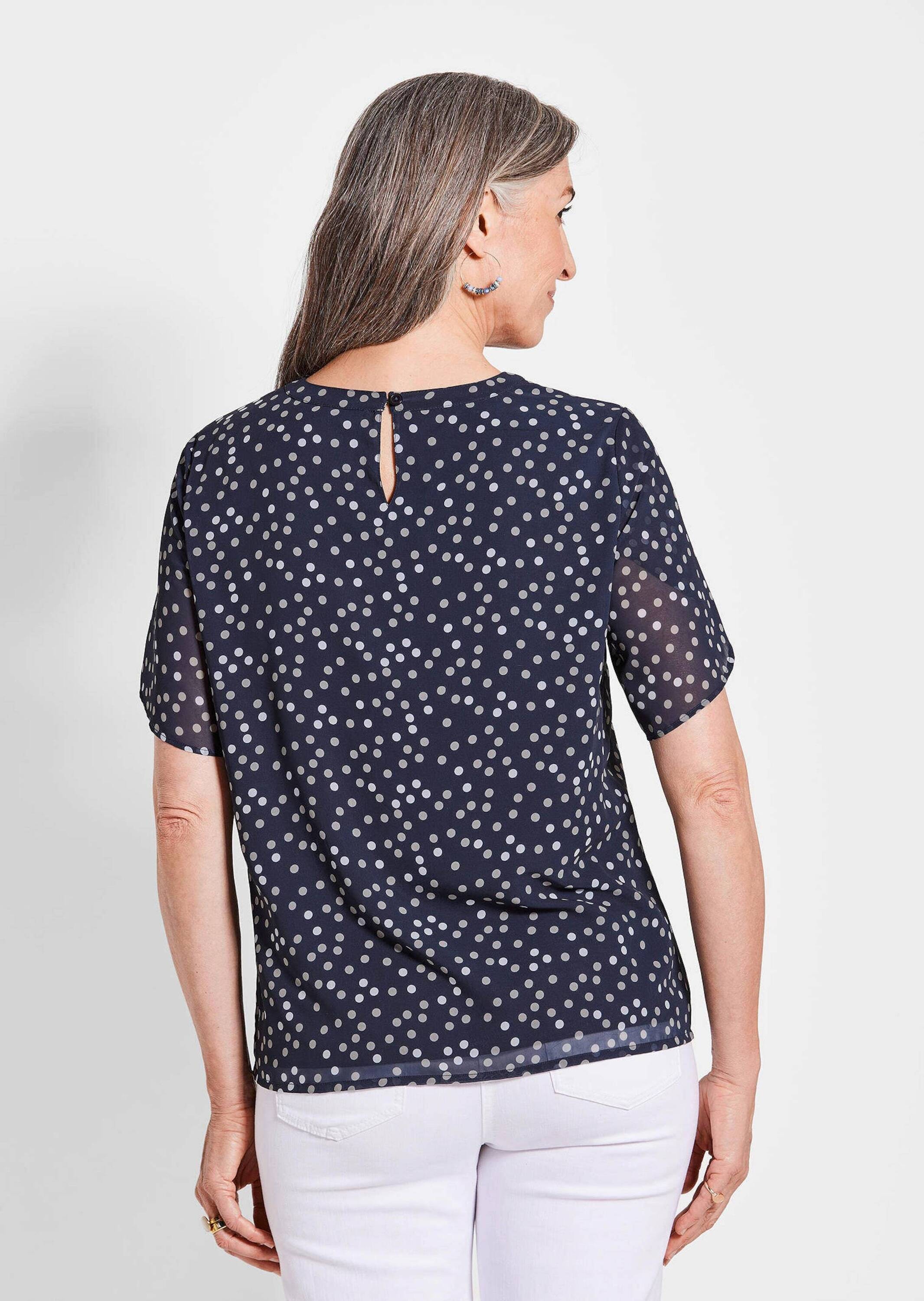 GOLDNER Kurzarmbluse »Chiffonbluse Damen mit Tupfen-Alloverprint und Rundhalsausschnitt« Sonstige