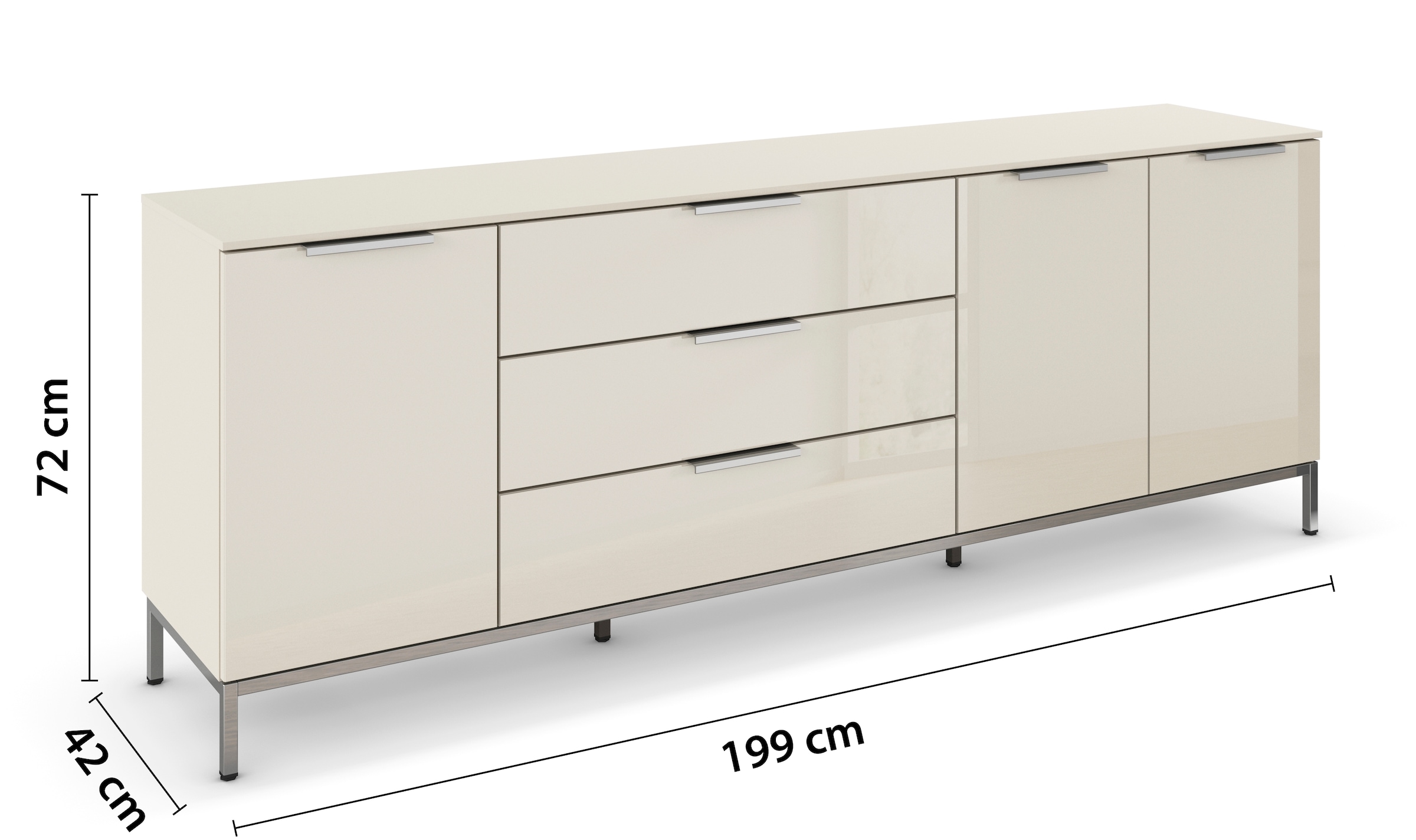rauch Kombikommode »Kommode Türkommode Sideboard Kombikommode FLIPP mit Glasfront« Breite 200 cm mit 2 Einlegeböden,  3-türig mit 3 Schubladen und Soft-Close-Funktion sowie Glasfront