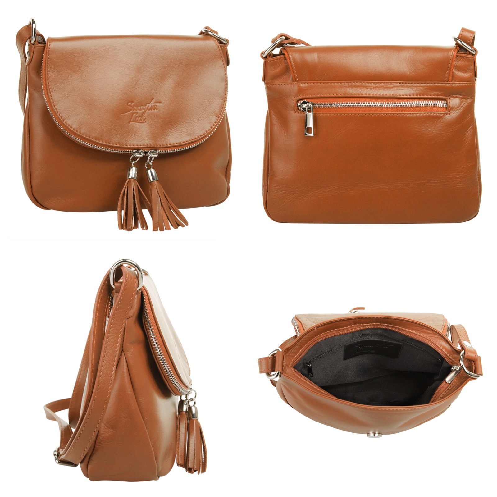 Samantha Look Umhängetasche echt Leder, Made in Italy