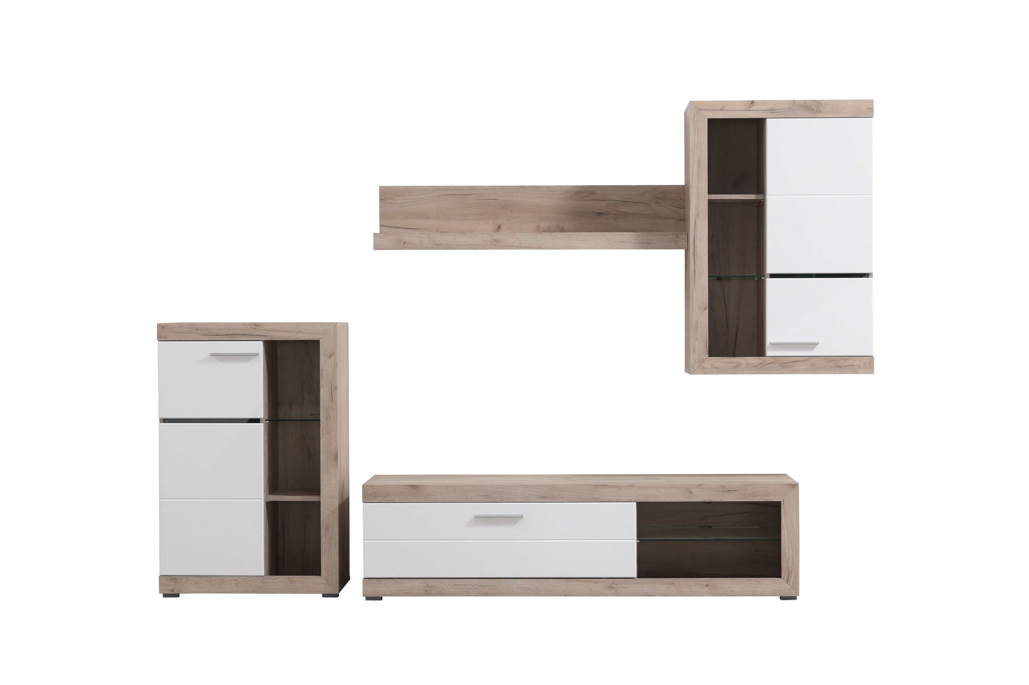 INOSIGN Wohnzimmer-Set »Rosso Wohnwand, Mediawand, Anbauwand, für TV bis 60', Breite 267 cm« Komplett-Set, 4-st, 4 Stk. tlg.