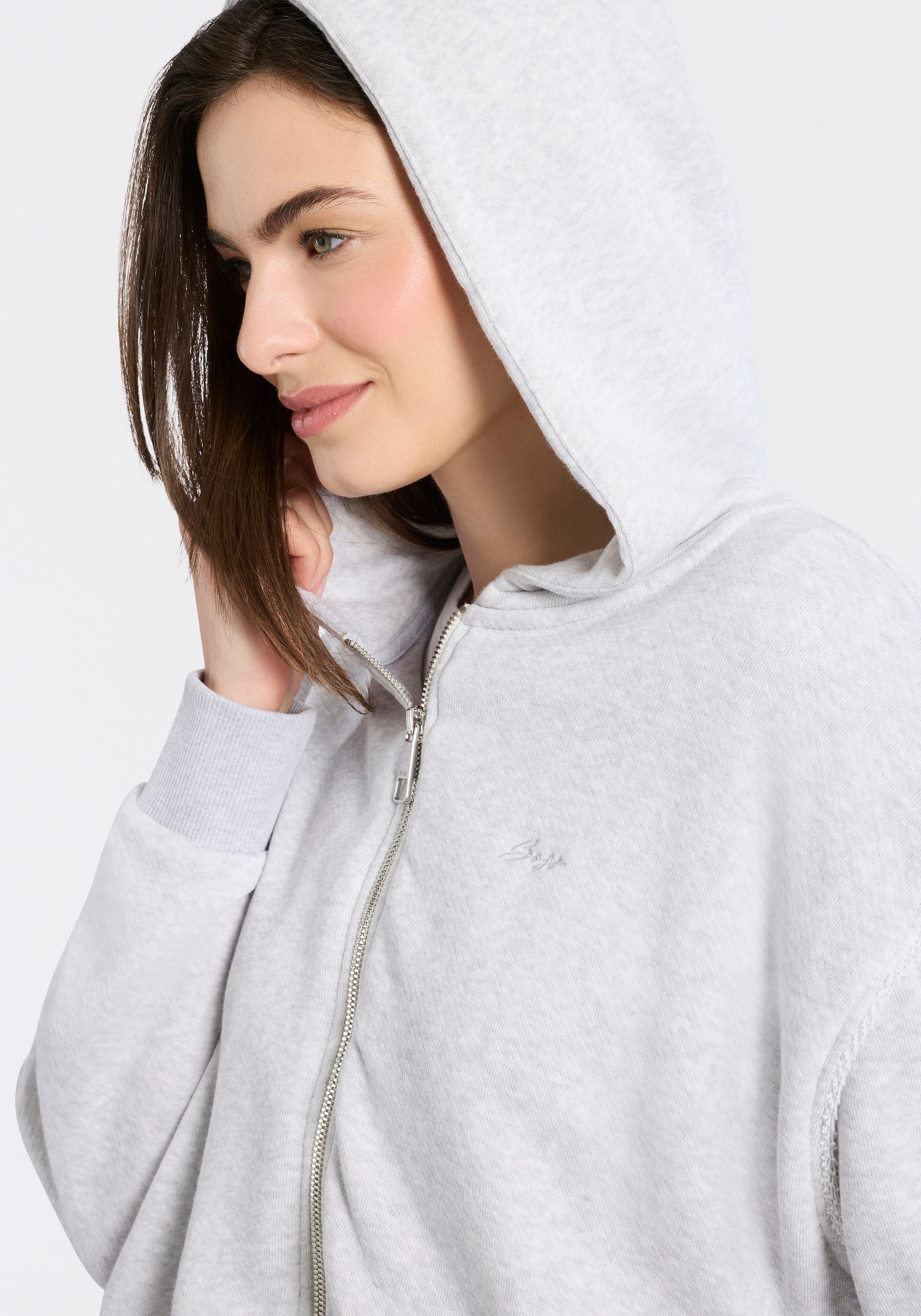 BOSS ORANGE Kapuzensweatjacke »Elendy Premium Damenmode« im Balloon Fit