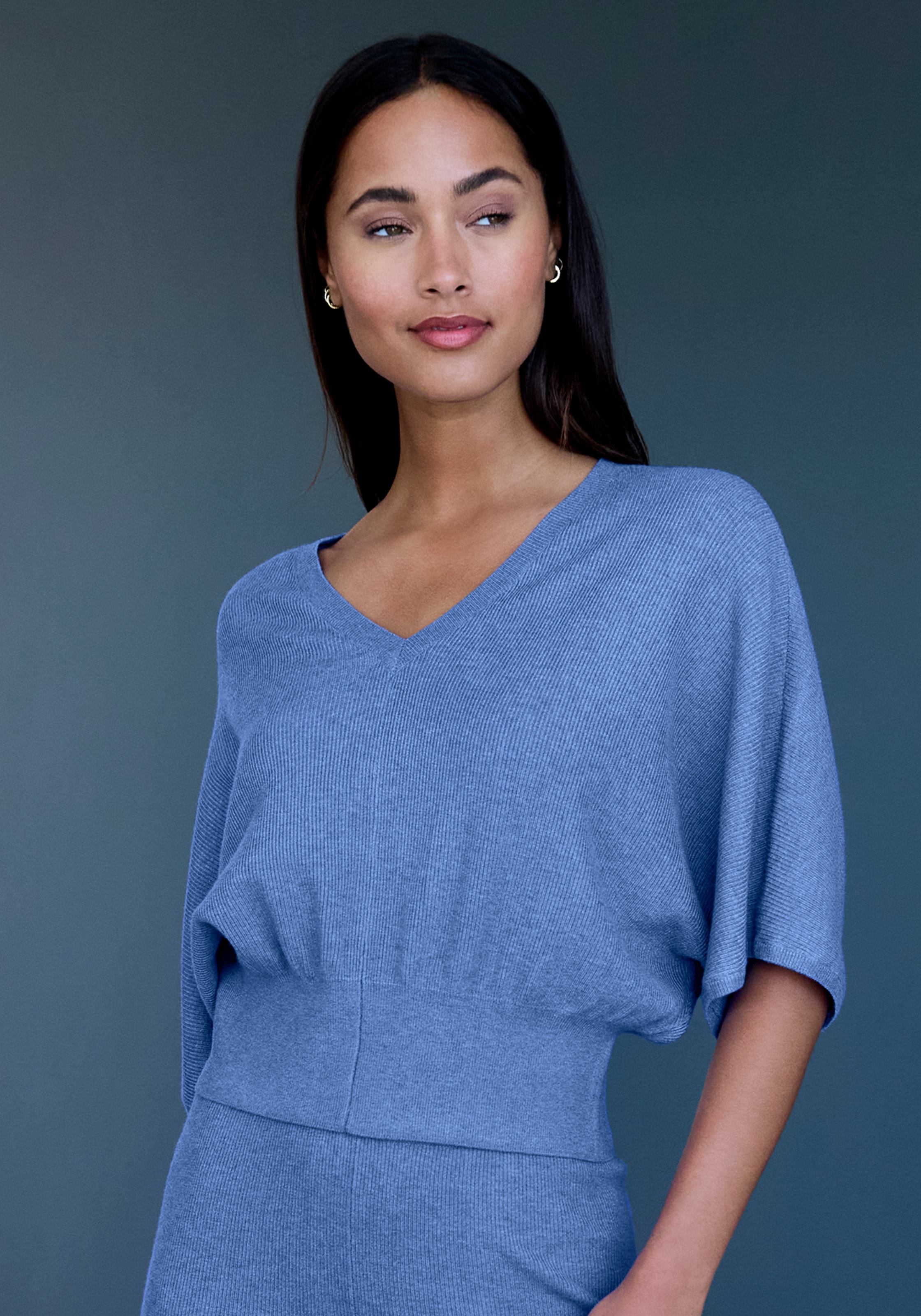 Copenhagen Studios Fledermausshirt, aus hochwertiger, feiner Rippe, Loungewear
