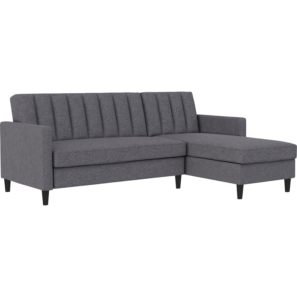 Dorel Home Ecksofa mit Schlafffunktion, Recamiere mit Stauraum beidseitig montierbar, Rückenlehne 2-teilig und 3-fach verstellbar