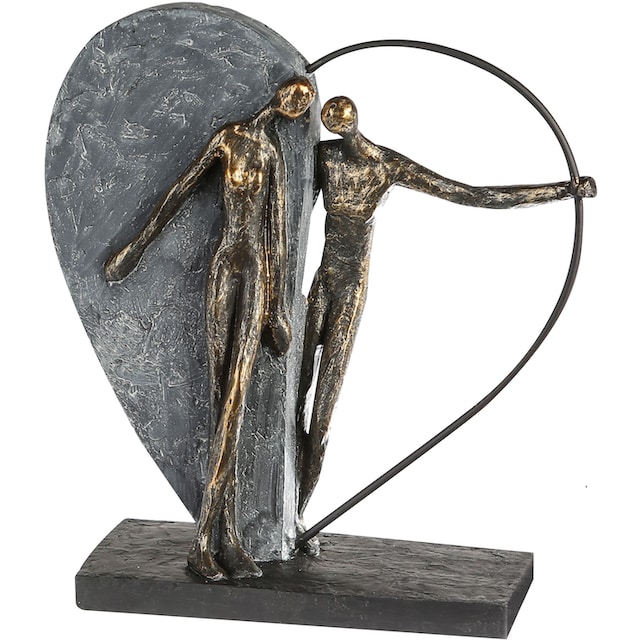 Casablanca by Gilde Dekofigur »Skulptur Herzklopfen, bronzefarben/grau«,  Dekoobjekt, Höhe 31 cm, Wohnzimmer bequem kaufen