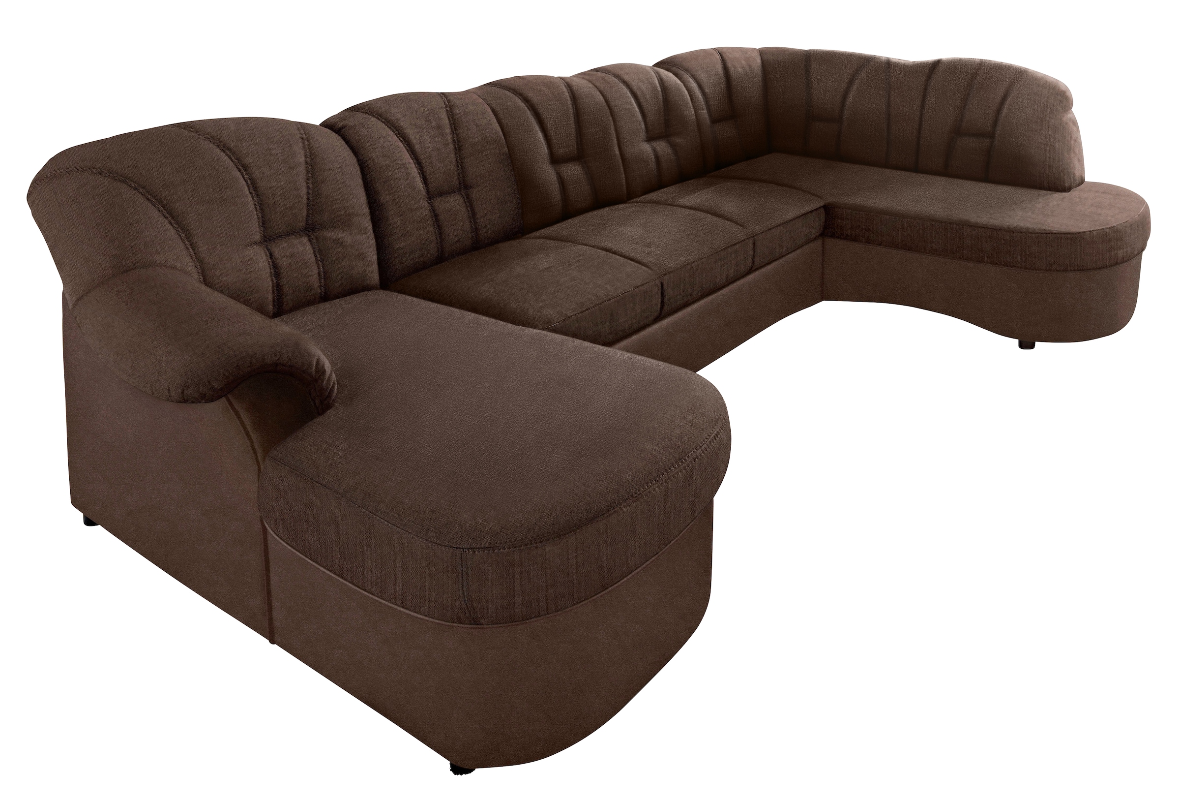 DOMO collection Wohnlandschaft »Flores auch in Leder-Bezug, B/T/H: 293/180/86 cm,  U-Form« wahlw. mit Bettfunktion, wahlw. mit Federkern,  Unser Dauertiefpreis