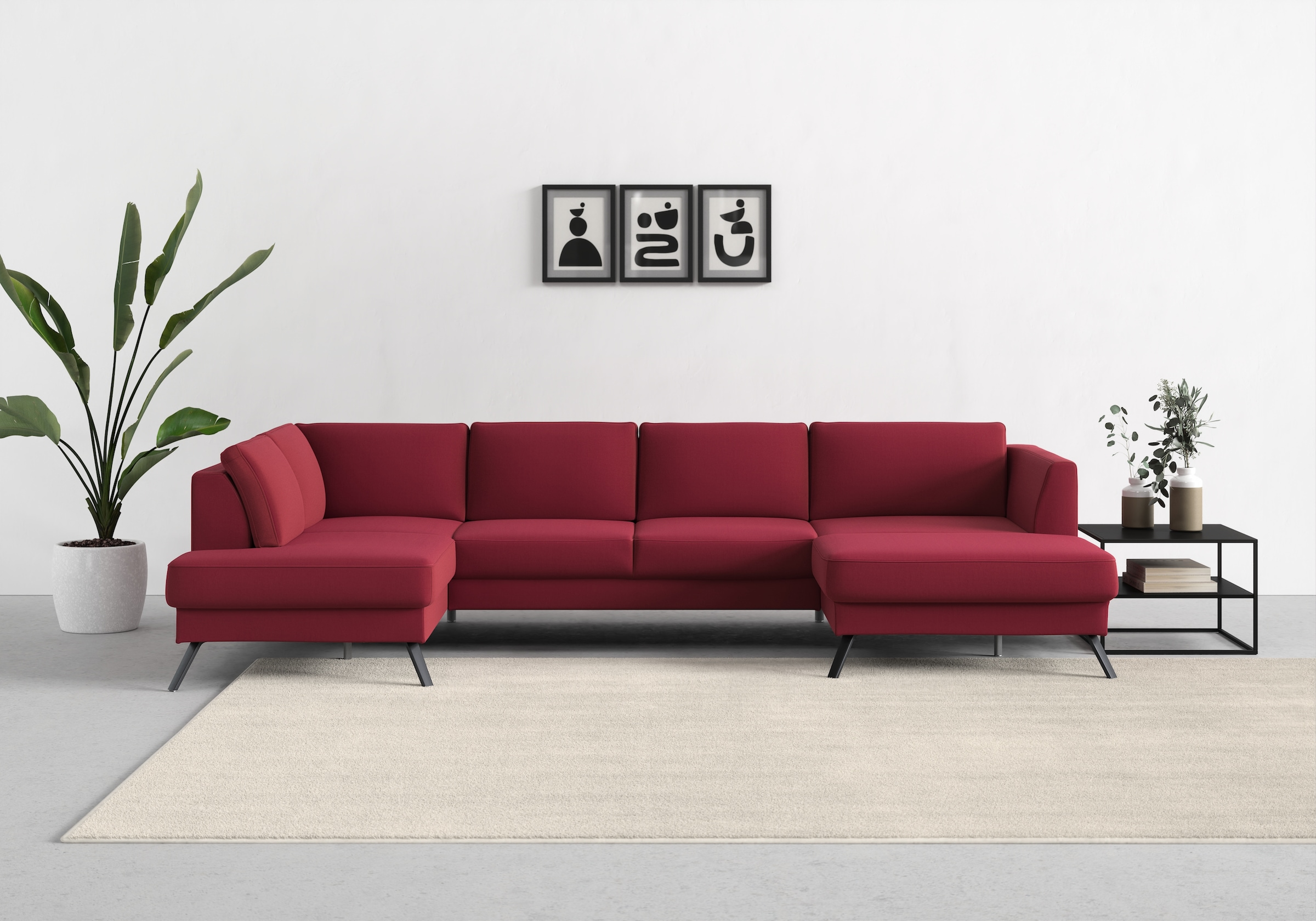 sit&more Wohnlandschaft »Lindholm U-Form«, mit Sitztiefenverstellung und Federkern