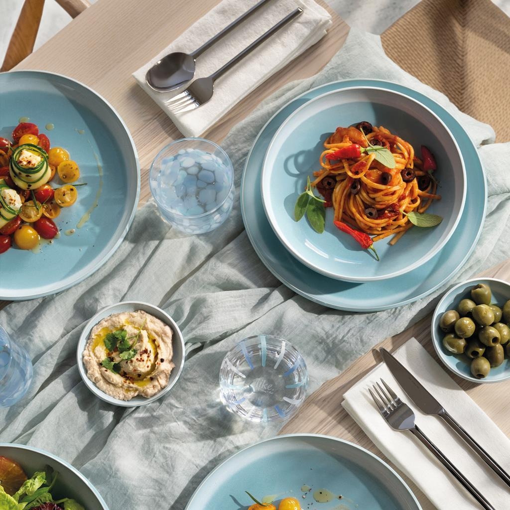 like. by Villeroy & Boch Pastateller »Pastaschalen Perlemor Aqua ø 22,2 cm 6er Set blau« Spülmaschinengeeignet, Mikrowellengeeignet
