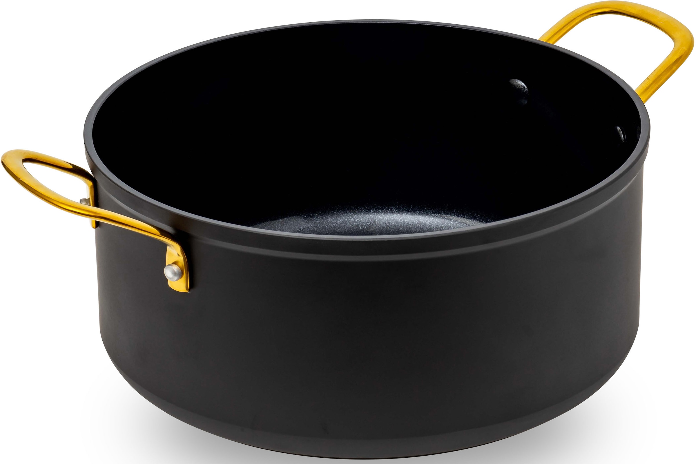 HENSSLERS Kochtopf, Aluminium, BLACK CERAMIC Antihaftbeschichtung, goldener Edelstahlgriff, Induktion