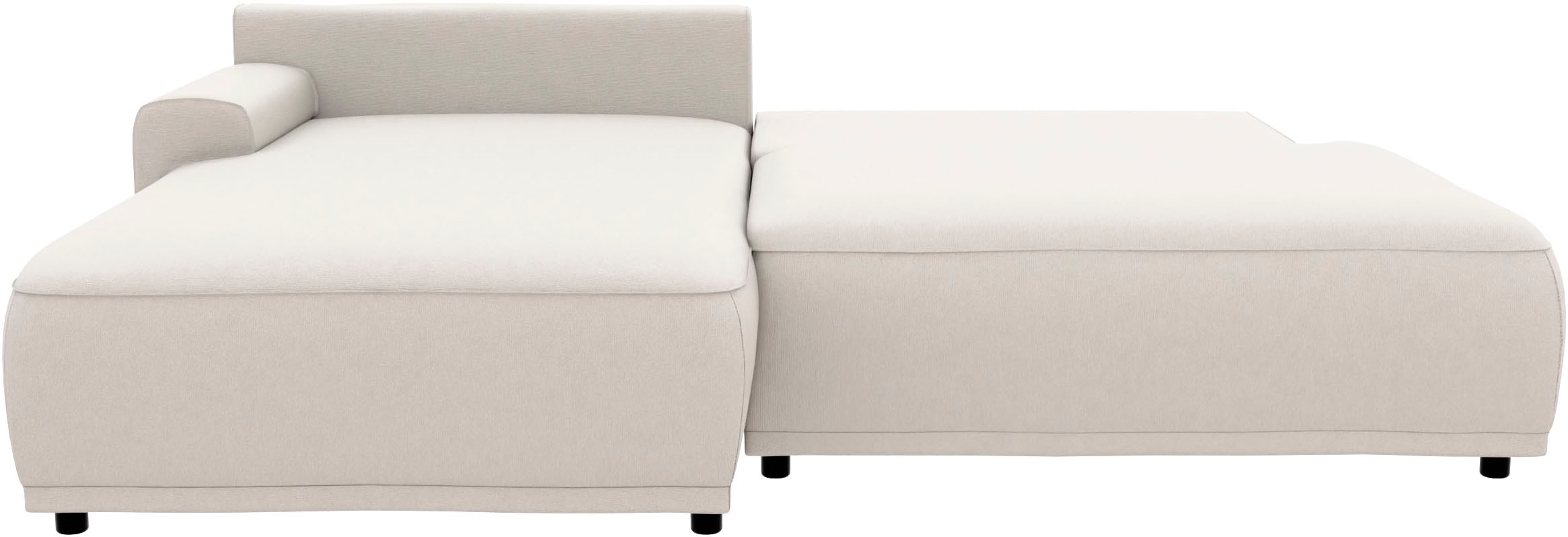 TRENDMANUFAKTUR Ecksofa »Fordon II, Schlafsofa mit Bettkasten, Couch in L-Form, Breite 250 cm« in Struktur LUMOS, 3D-Effekt, sandgrau, Armlehne links