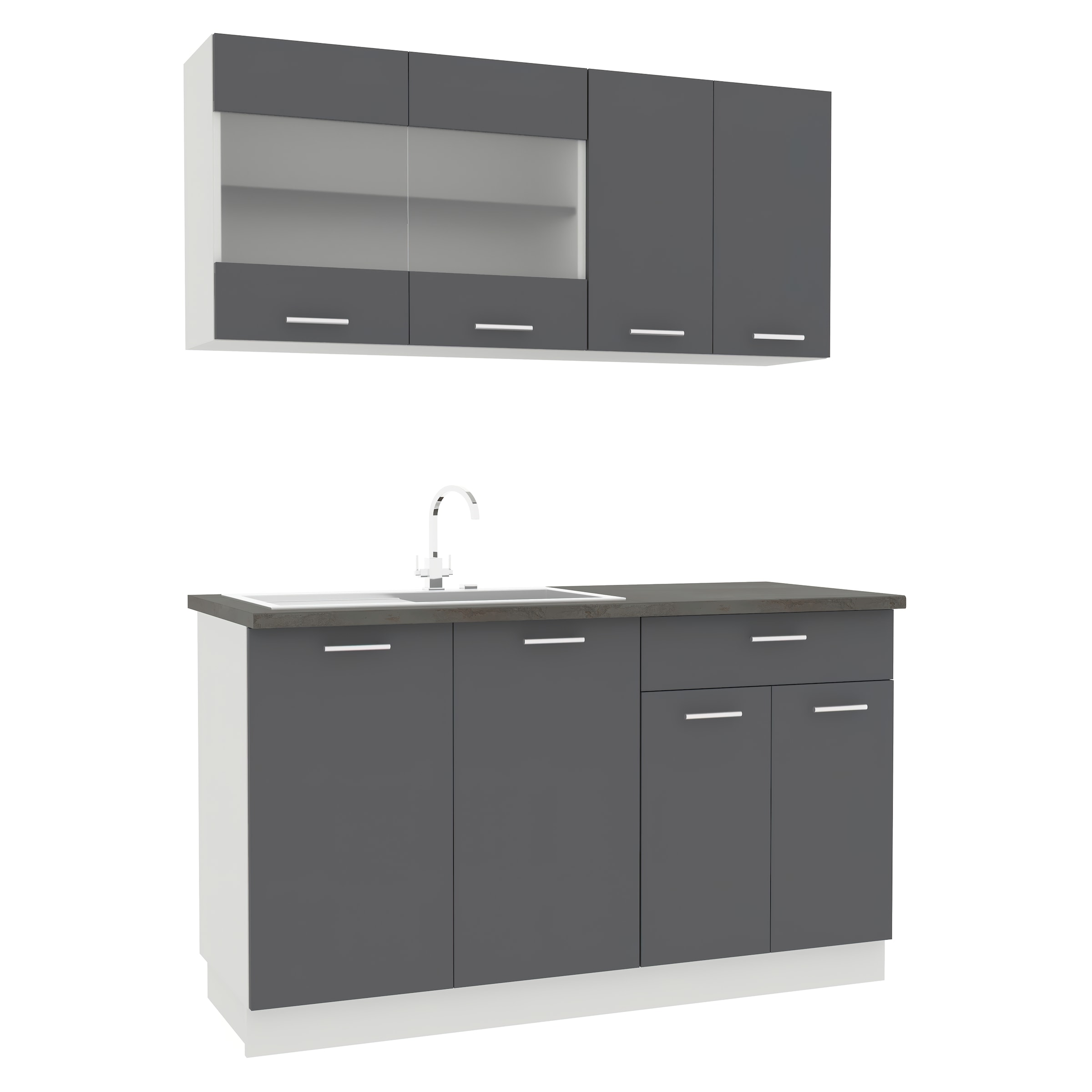 VCM Küchenzeile »Esilo«, 4-tlg Singleküche | Maße H. 145 x B. 140 x. T. 60 cm, ohne E-Geräte