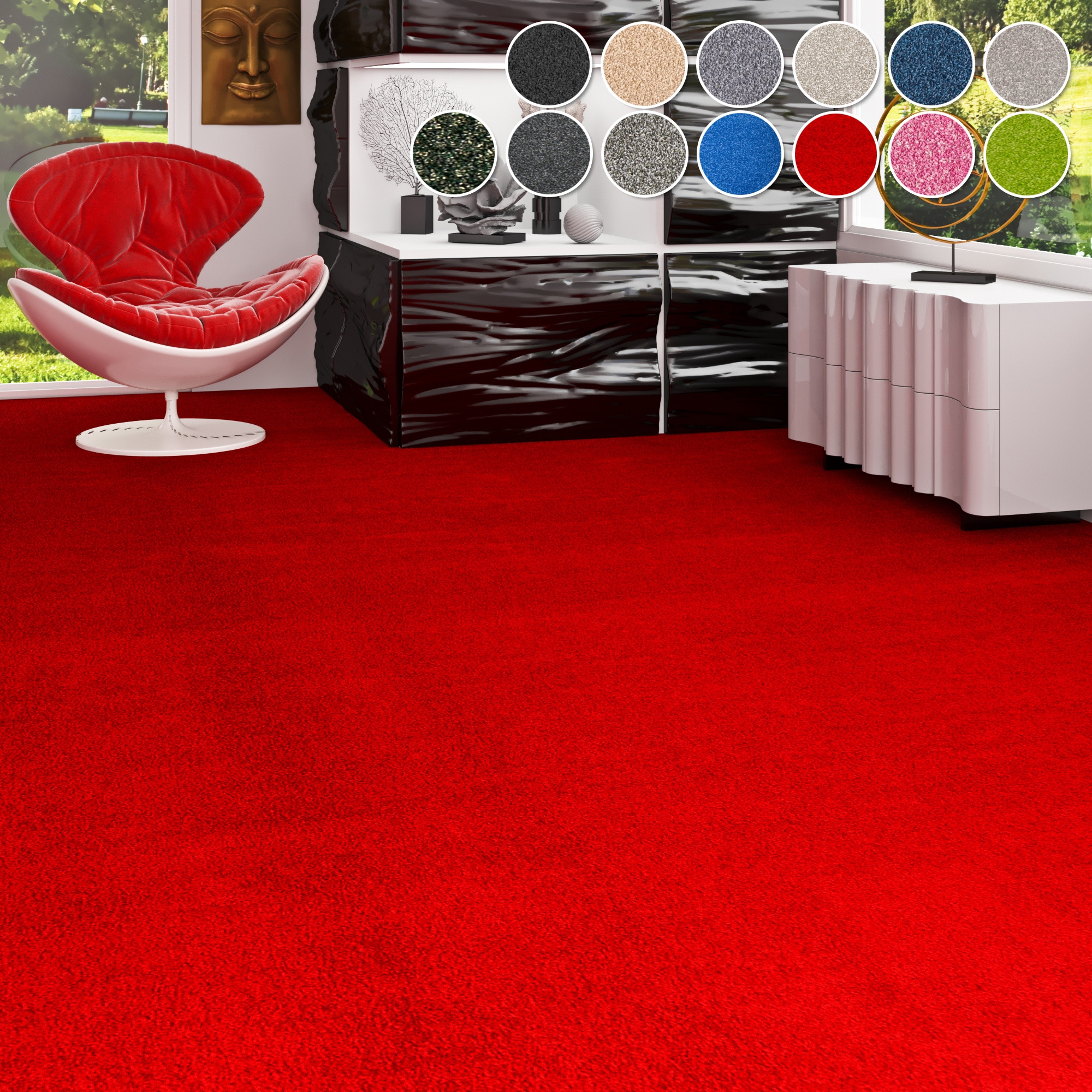 OTTO home Teppichboden "Zephyra, Schlinge, Gesamthöhe 8 mm, Made in Netherlands" rechteckig Uni Farben, Breite 400 cm, strapazierfähig, Wohnzimmer, Schlafzimmer