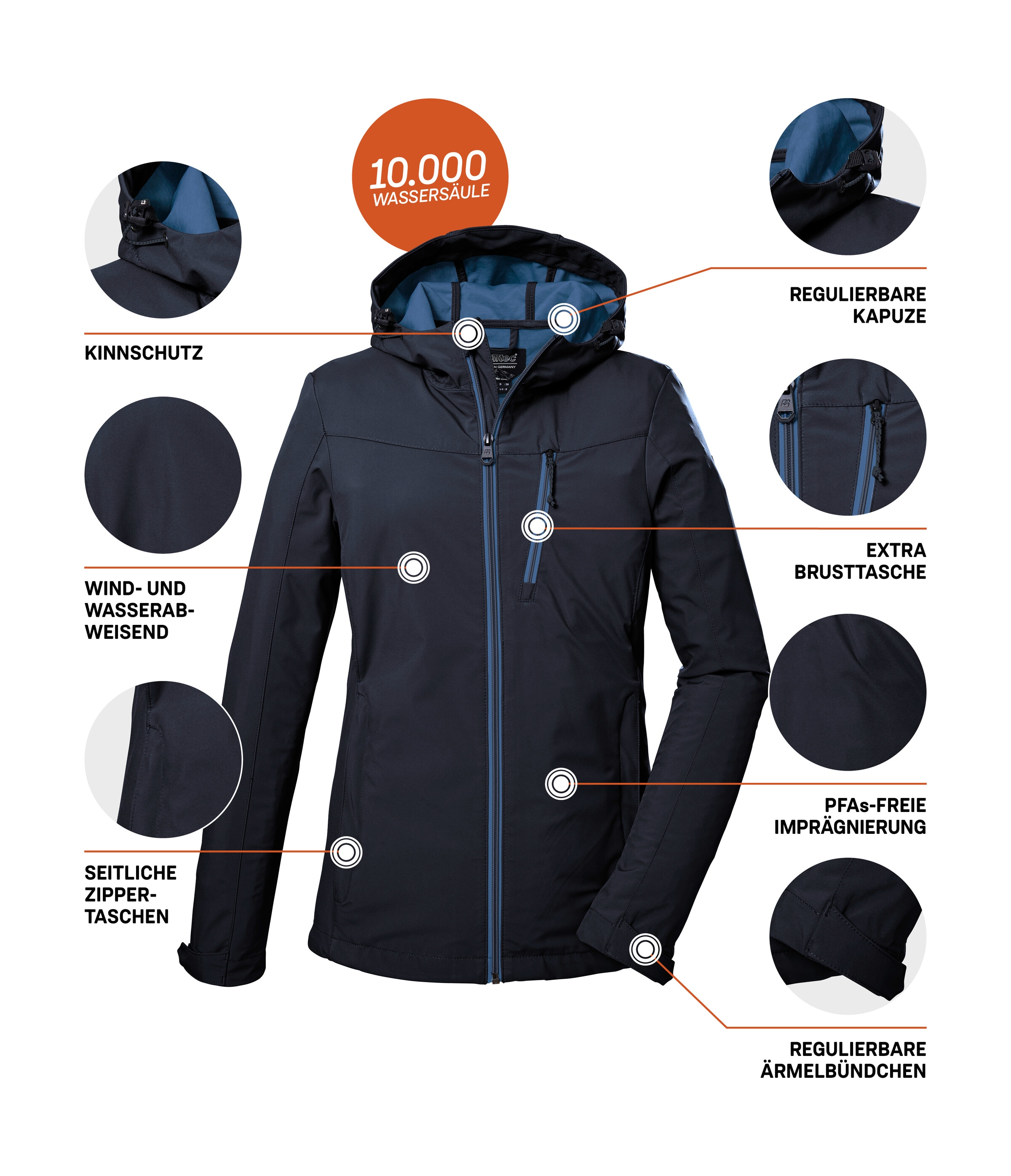 Killtec Softshelljacke »KOS 89 WMN SFTSHLL JCKT« Damen Softshelljacke: Wind-und wasserdicht, atmungsaktiv