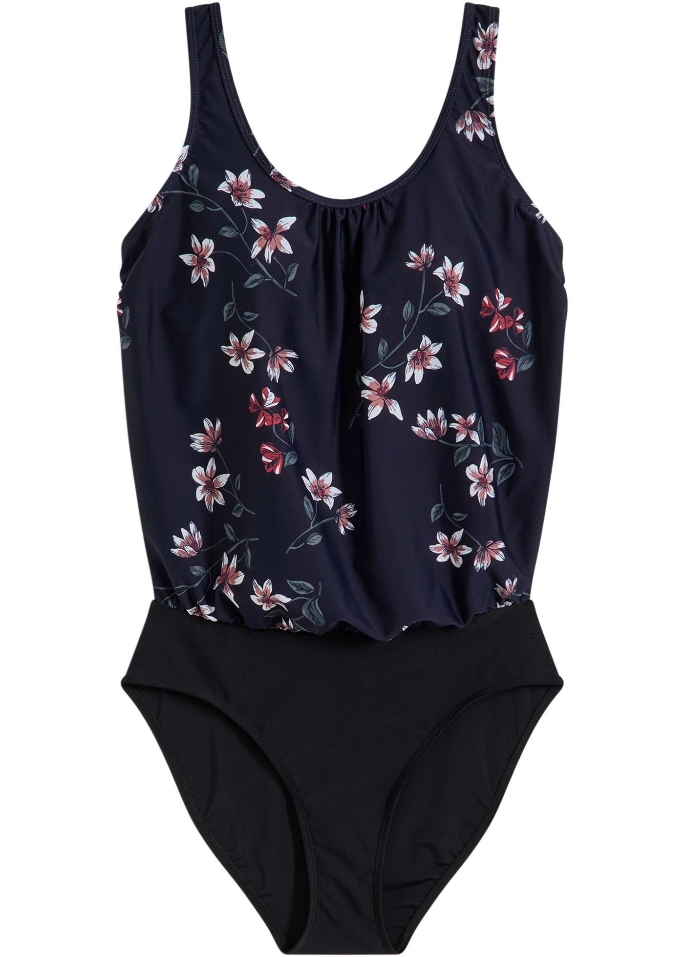 bonprix Badeanzug 1 Stk. figurumspielende Passform, mit floralem Druck, mit Elasthan-Anteil