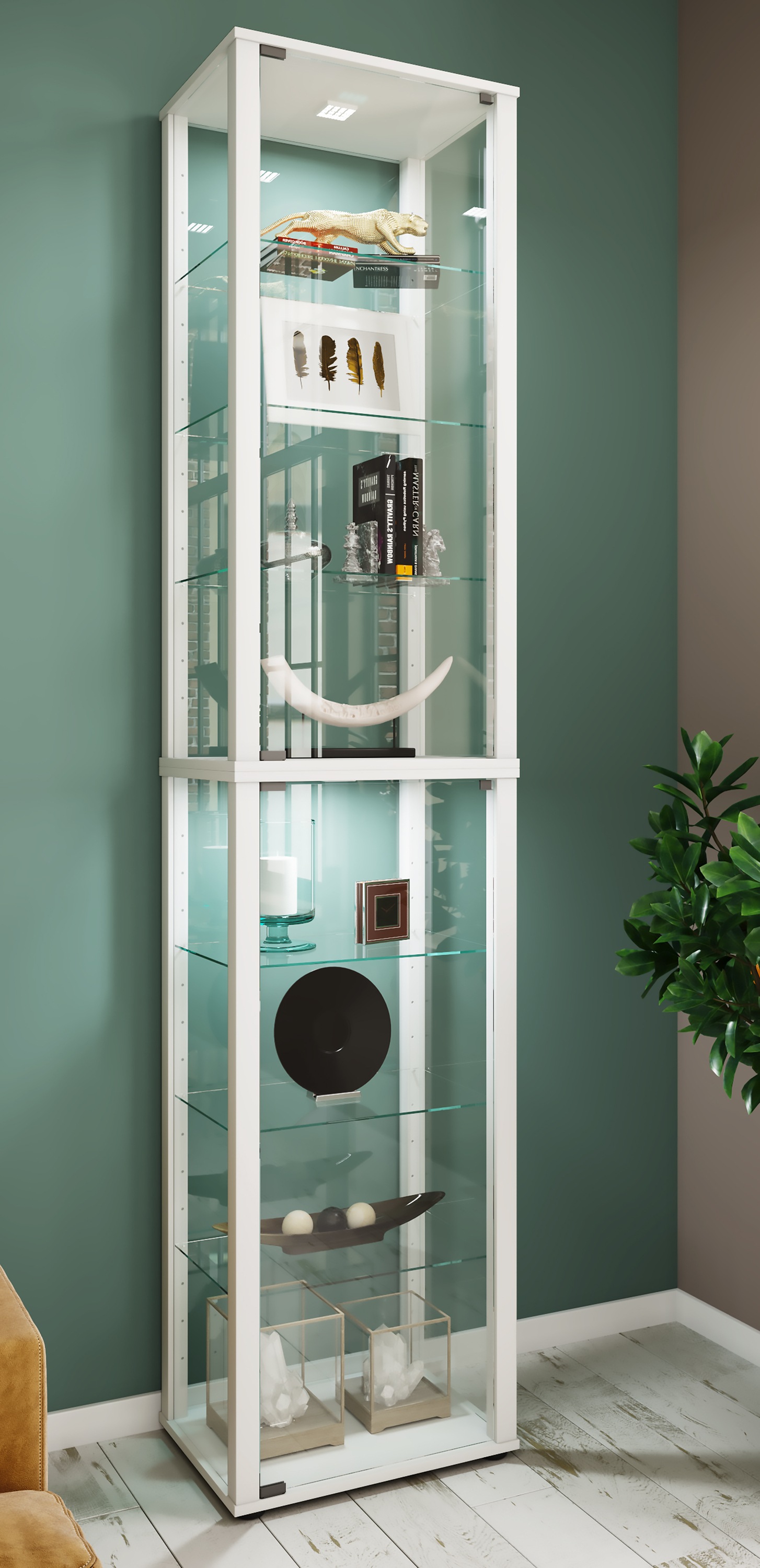 VCM Standvitrine »Holz Glas Stand Vitrine Sammelvitrine Kavisa XL« 1 Stk. tlg.