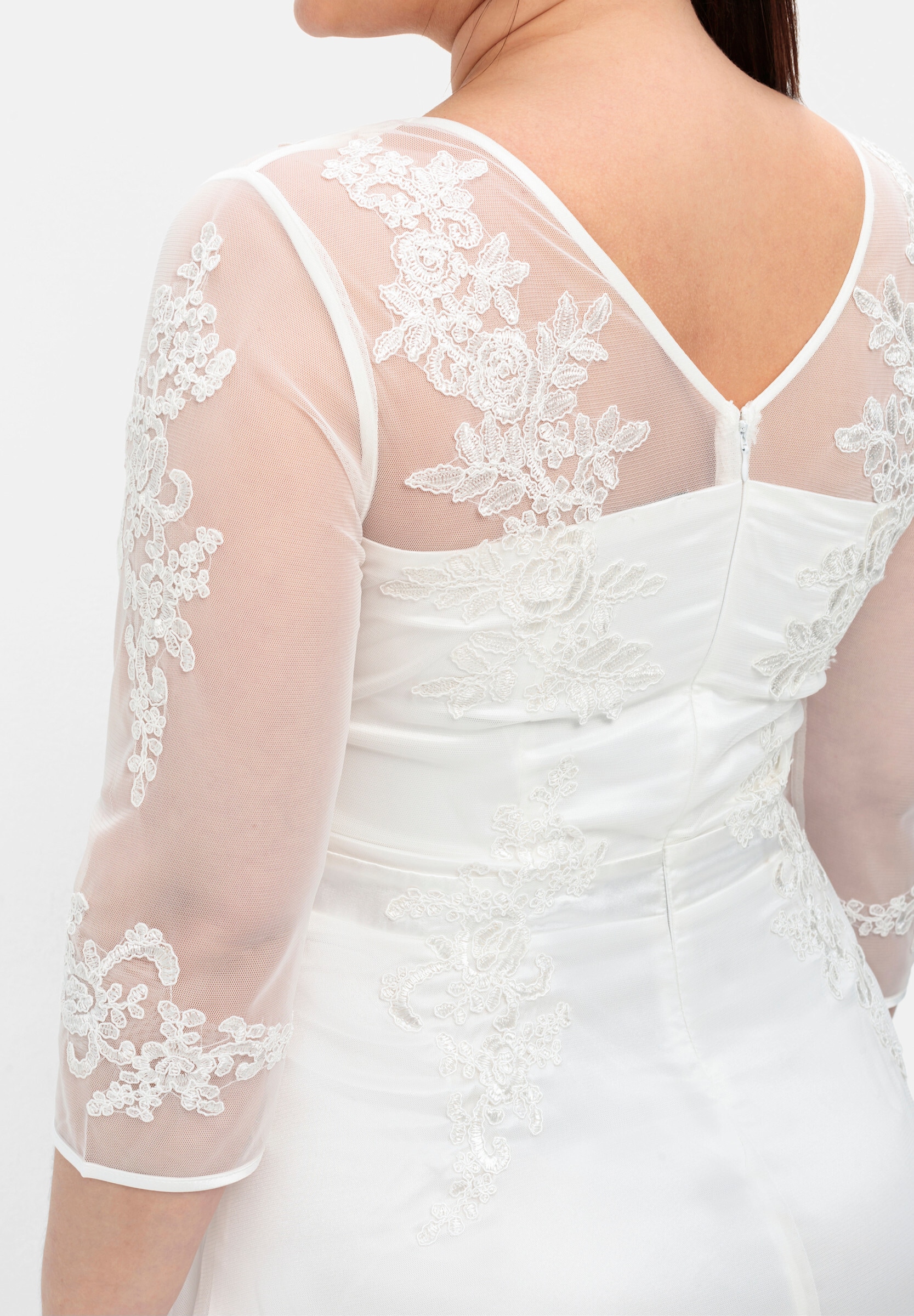Sheego Maxikleid »Abendkleid Hochzeitskleid in Corsagen-Optik« Ohne Tasche mit weit ausgestelltem Rockteil