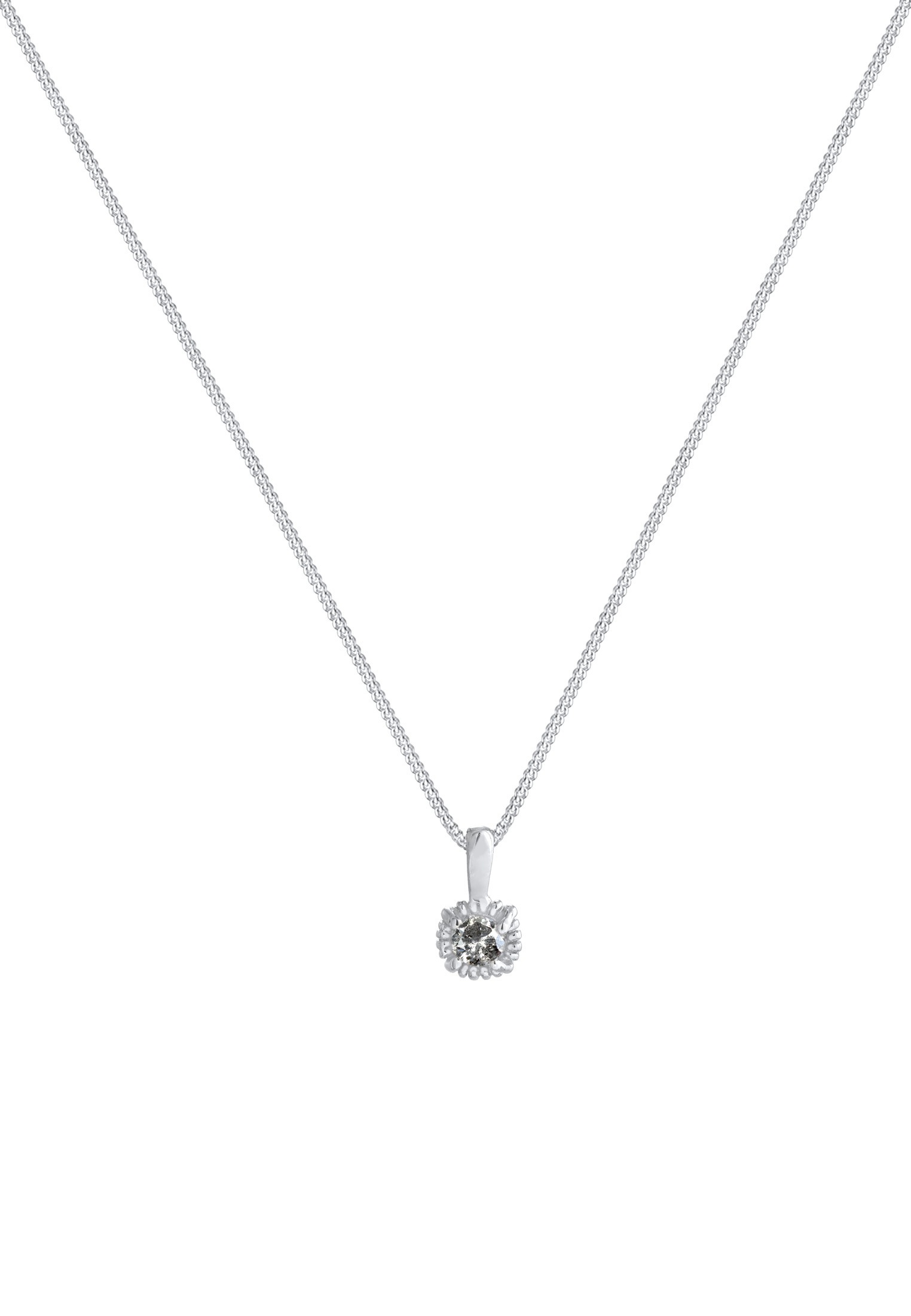Elli DIAMONDS Silberkette »Halskette Solitär Diamant Salz Pfeffer (0.11 ct.) 925 Silber«