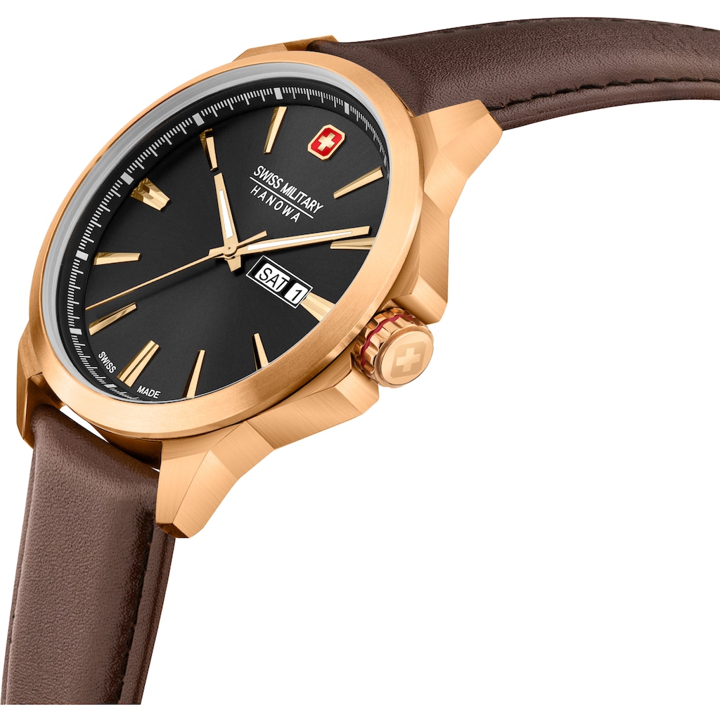 Swiss Military Hanowa Schweizer Uhr »DAY DATE CLASSIC, 06-4346.31.007«, Quarzuhr, Armbanduhr, Herrenuhr, Swiss Made, Datum, Saphirglas, analog