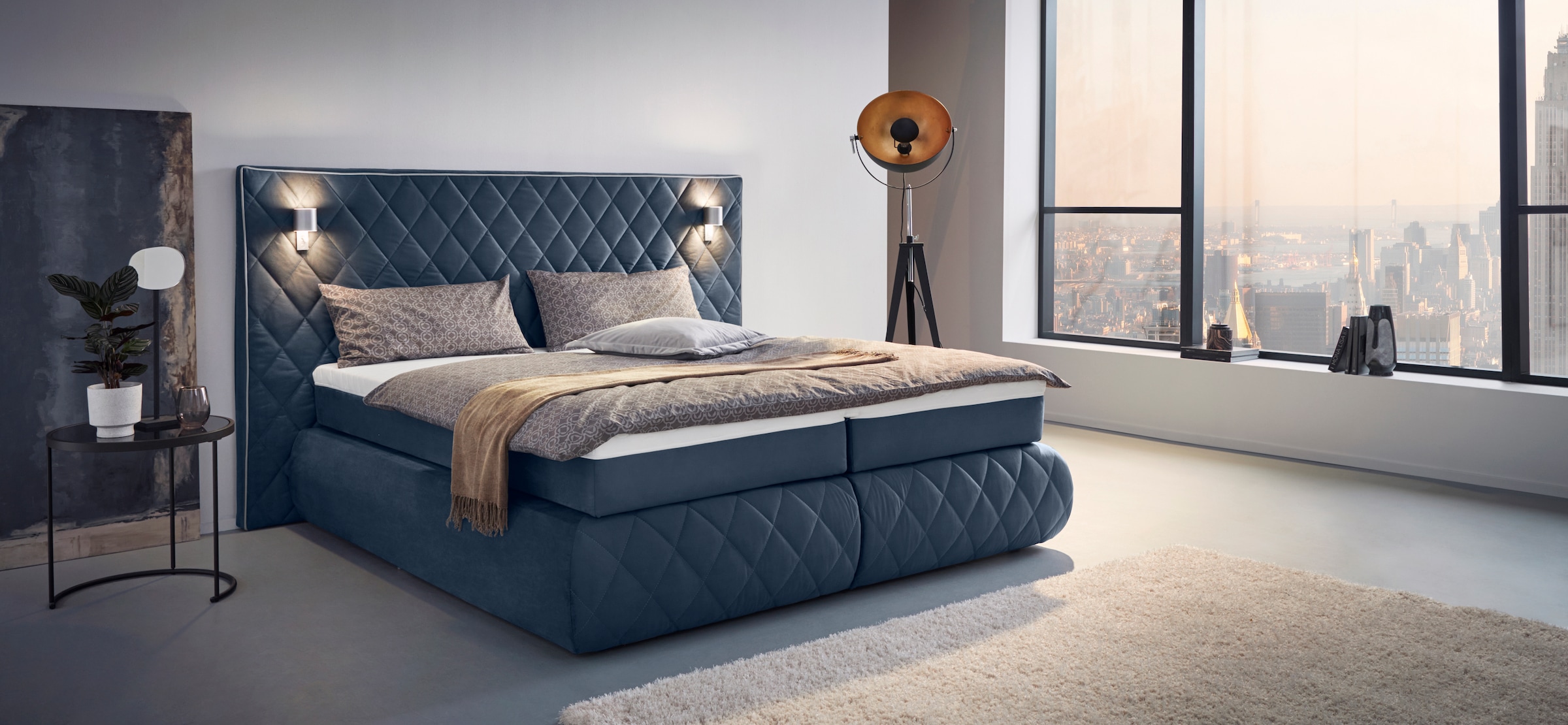 Places of Style Boxspringbett Alaric, wahlweise mit und ohne LED-Beleuchtung, in 3 Härtegraden lieferbar