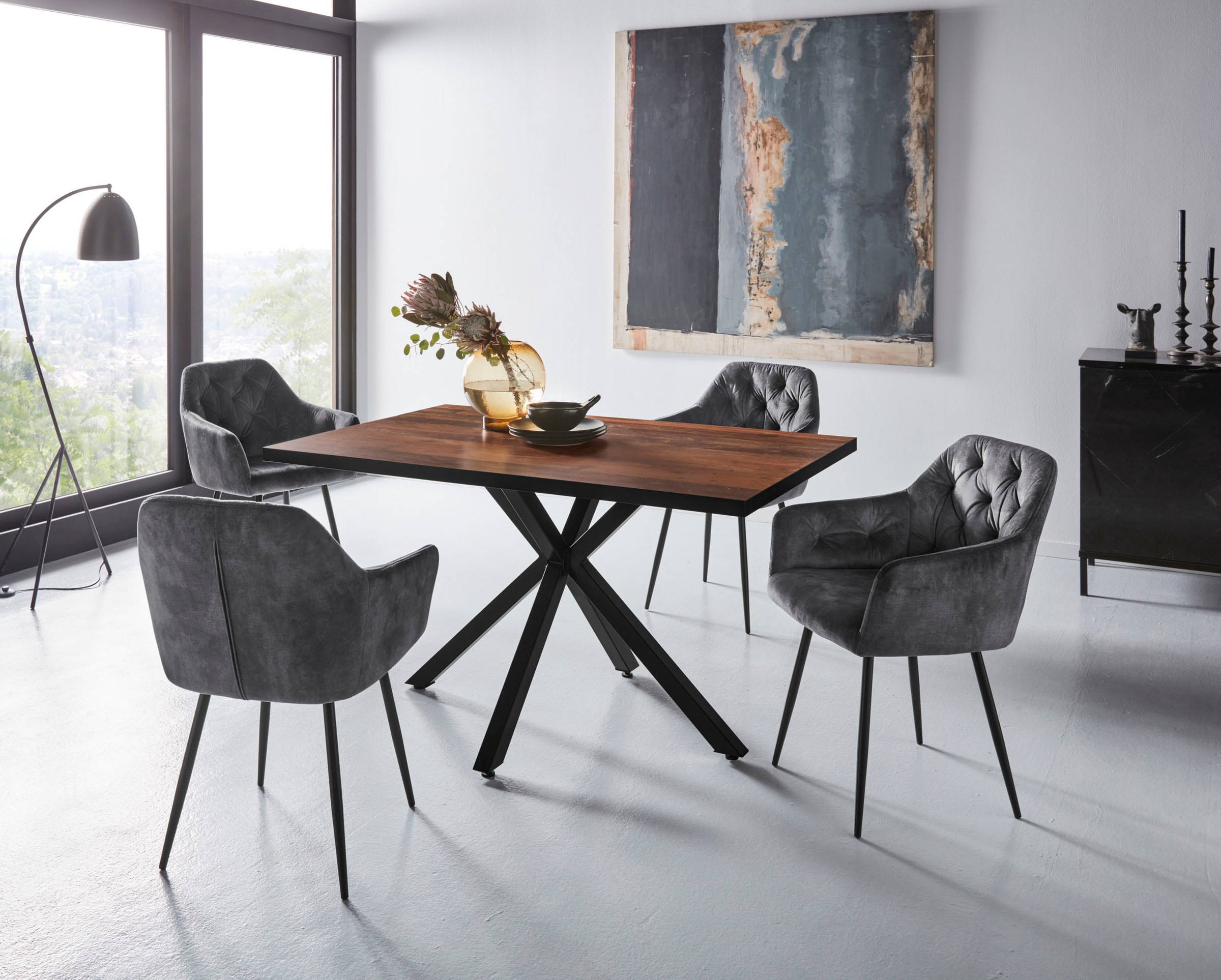 HELA Essgruppe »CLEO Tischgruppe Bestseller«, (Set, 5 tlg., 1 Tisch / 4 Stühle), Schalenstühle Tisch Wohnzimmer Esszimmer
