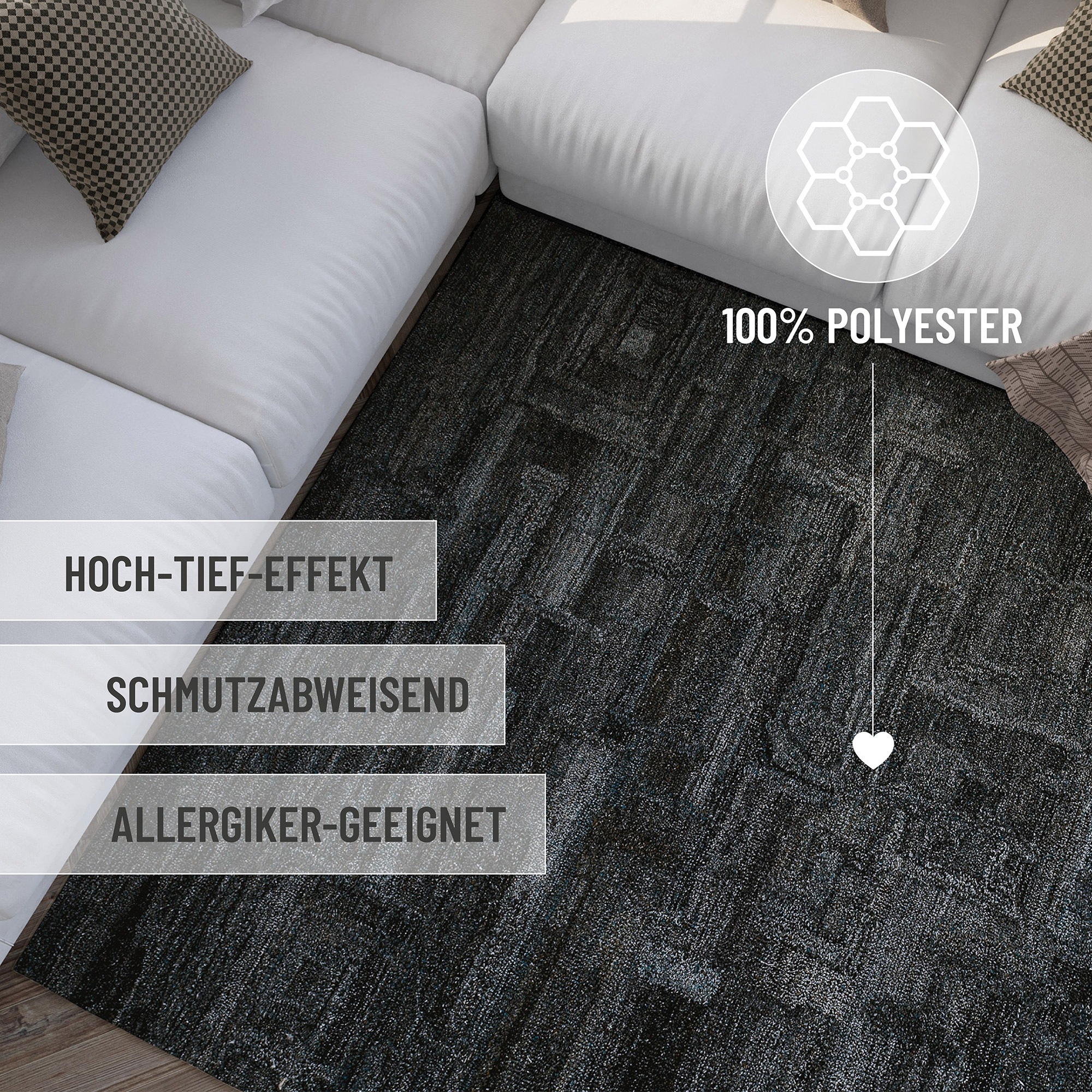 Wecon home Teppich »Hamptons FORTYTWO«, rechteckig, 15 mm Höhe, Läufer, Kurzflor, Wohnzimmer, Schlafzimmer, elegant, geometrisch