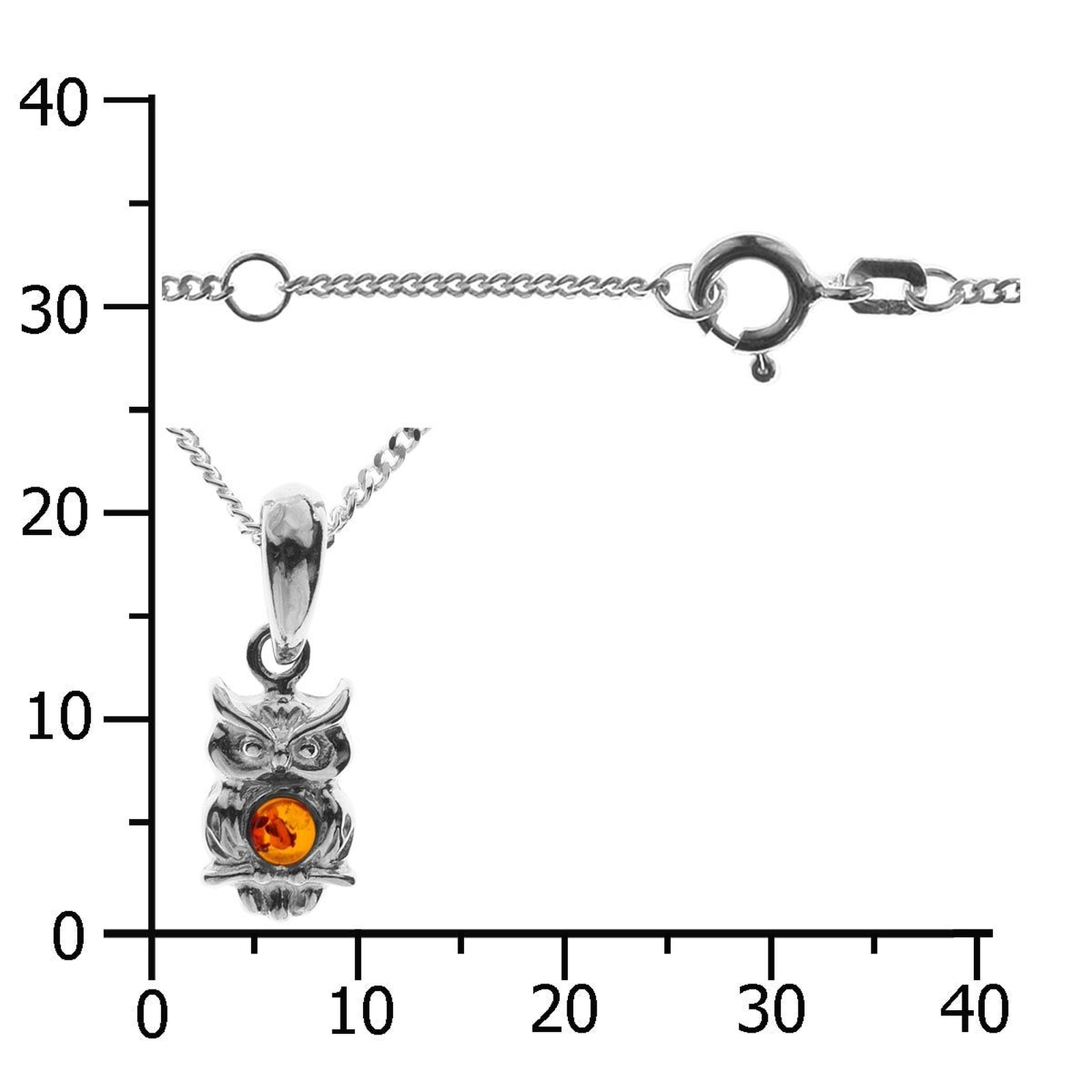 OSTSEE-SCHMUCK Kette mit Anhänger »- kleiner Uhu - Silber 925/000 - Bernstein«