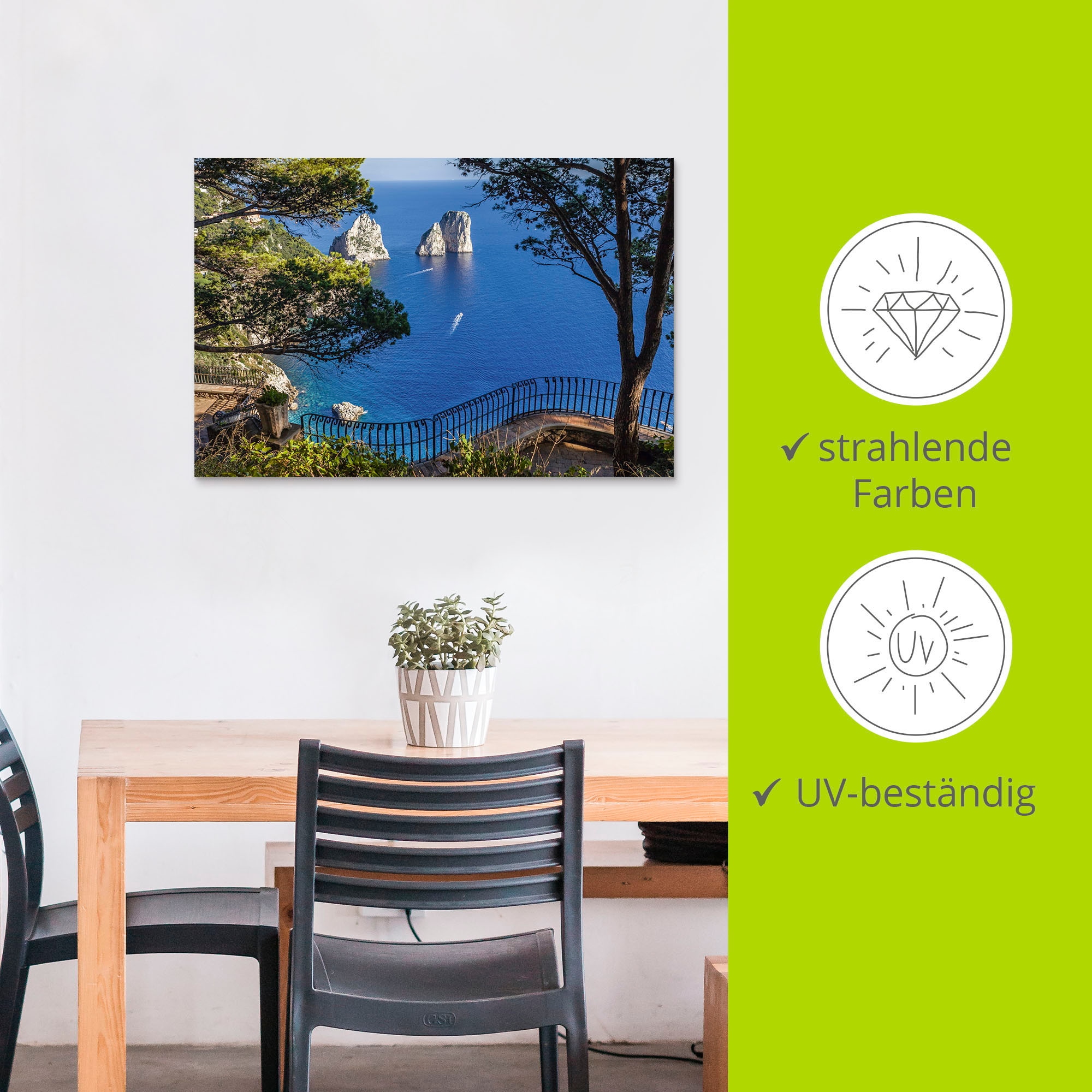Artland Wandbild »Faraglione-Felsen auf Capri, Italien«, Meer Bilder, (1 St.), als Alubild, Outdoorbild, Leinwandbild, Poster, Wandaufkleber