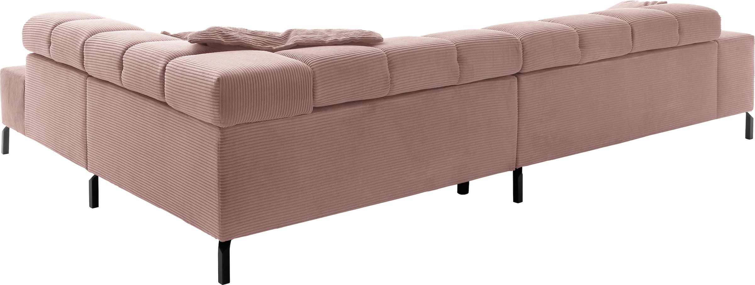 INOSIGN Ecksofa »Ancona New, wahlweise motorische Sitztiefenverstellung, auch in Cord« feine Steppung, mit Kopfteilverstellung, 3 Zierkissen,  L-Form