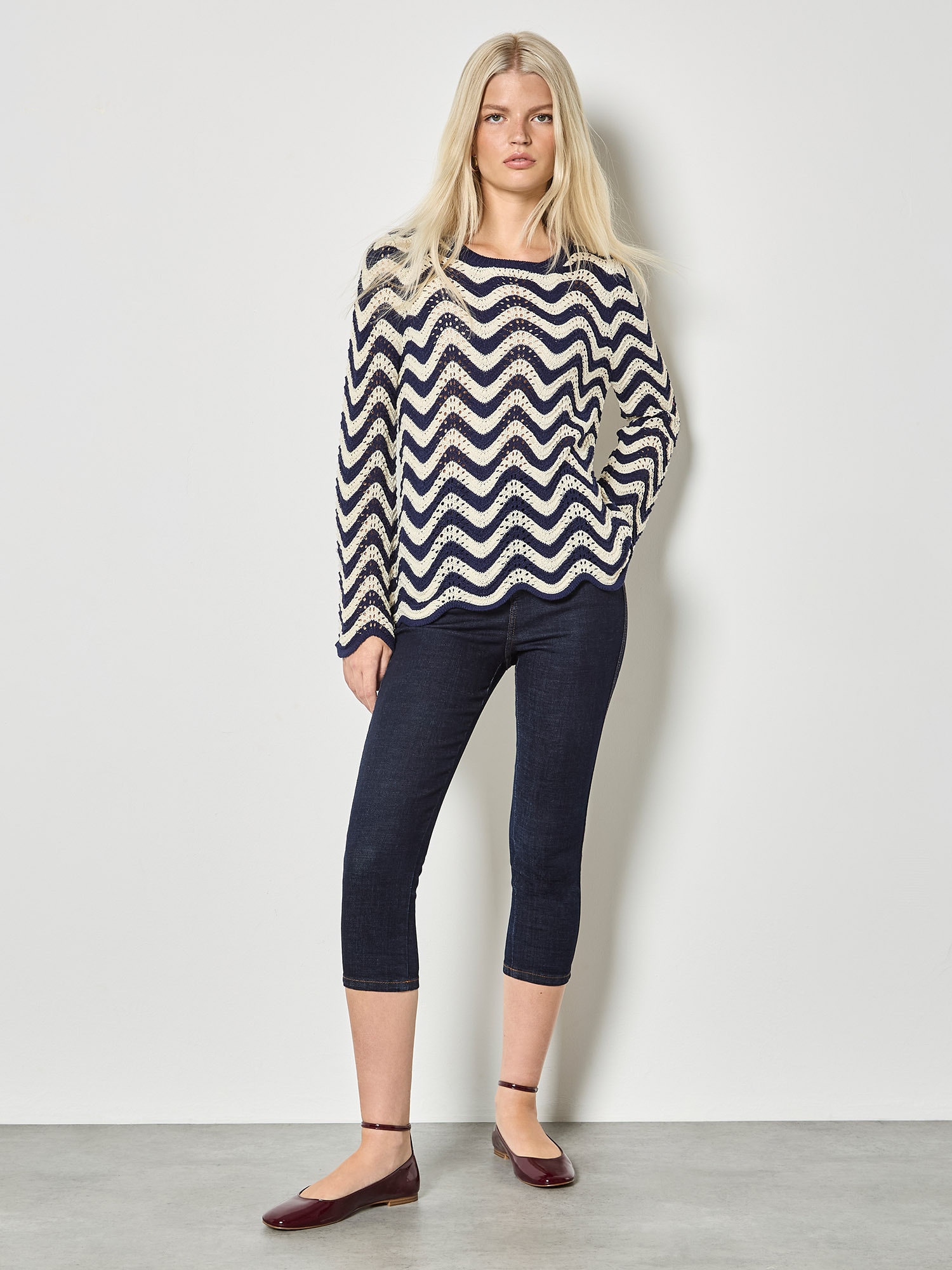 Apricot Streifenpullover »Gestreifter Pullover aus Pointelle-Strick« Gemustert