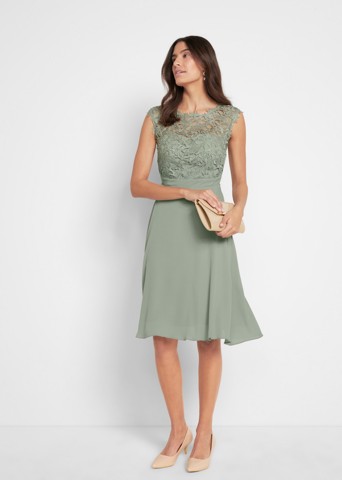 bonprix Minikleid »Minikleid mit Spitze« 1 tlg. für besondere Anlässe, aus Polyester, taillierte Passform