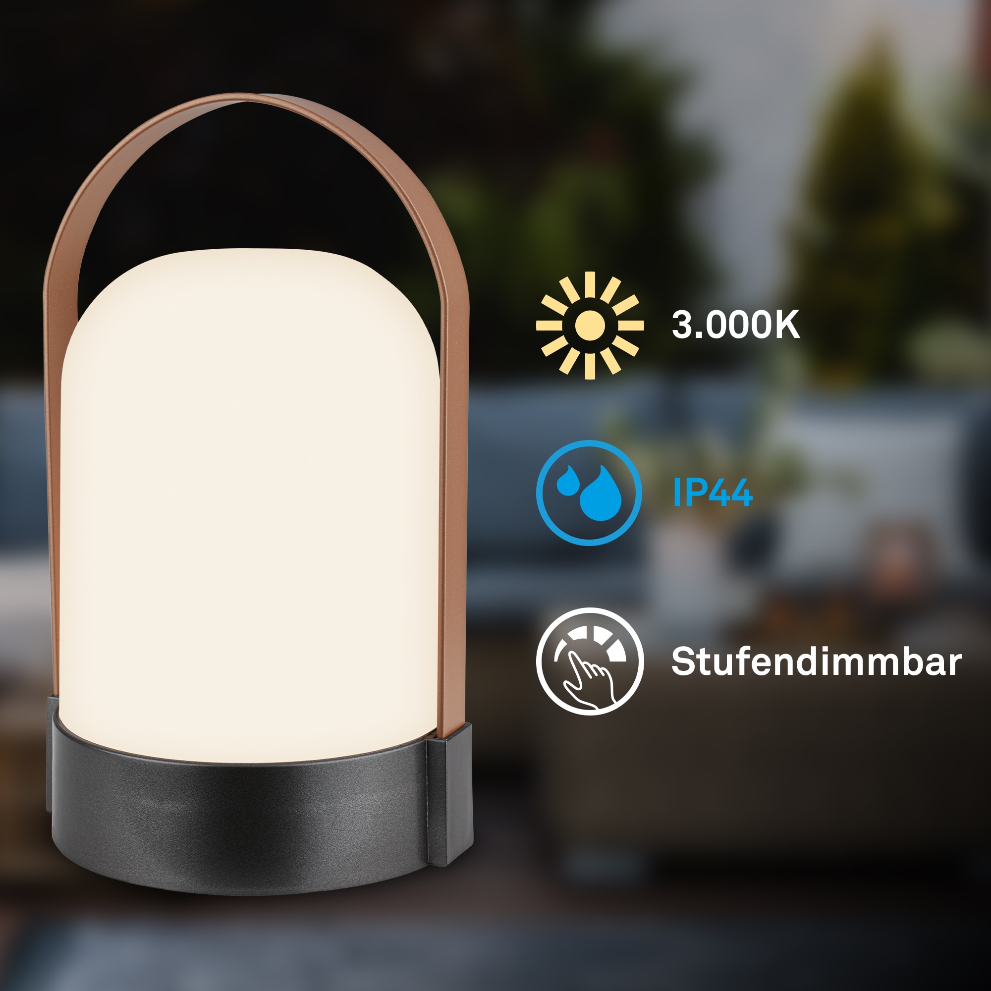 Briloner Leuchten LED Tischleuchte »ASA BIG« LED-Board 1 Stk. Warmweiß 14,5x13,5x24 cm, Indoor/Outdoor, Balkon, Terrasse, Wohnzimmer