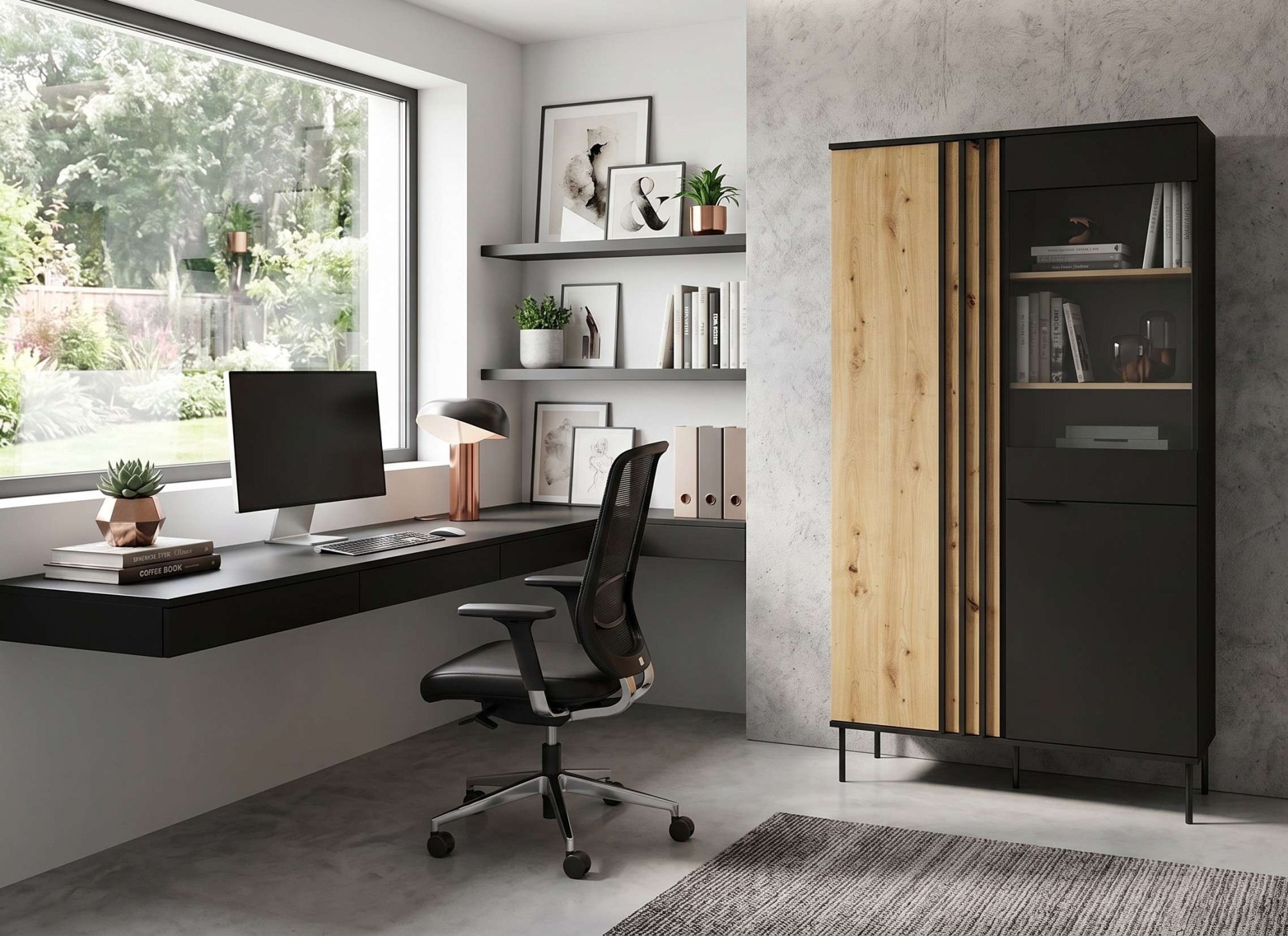 OTTO home Vitrine »AELLOR Vitrineschrank mit/ohne Beleuchtung, verglast, viel Stauraum« Standvitrine/Glasvitrine mit 2 Türen, 8 Einlegeböden, matt Hochschrank