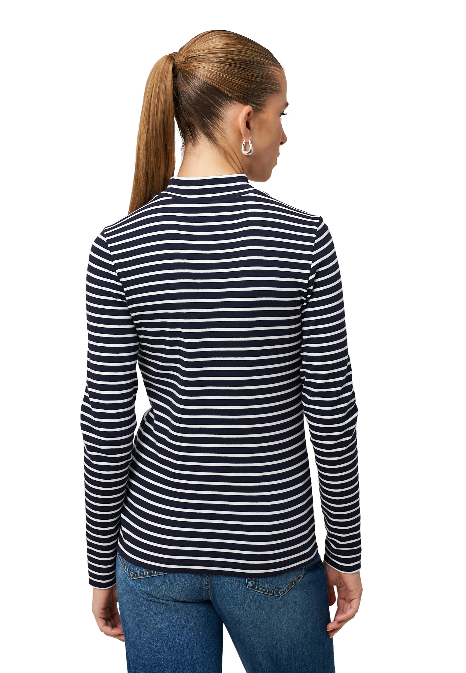 Zero 3/4-Arm-Shirt »Ringelshirt mit Stehkragen«