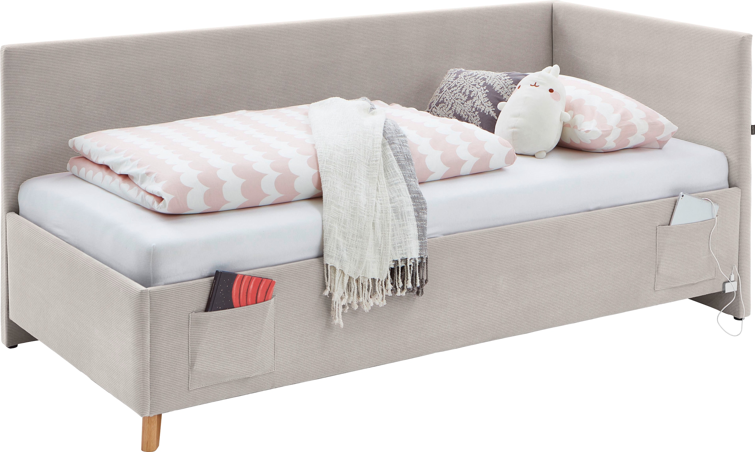 meise.möbel Kinderbett "COOL II" Polsterbett wahlweise mit Bettkasten, Jugendbett inkl. USB Anschlüsse