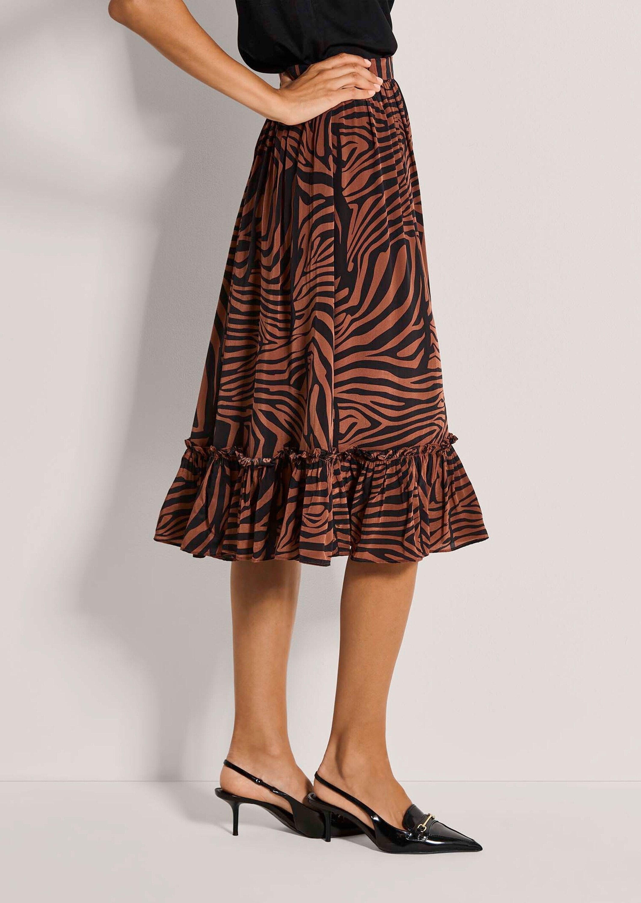 MADELEINE Sommerrock »Faltenrock Midirock mit Zebra-Print« Zebra-Print