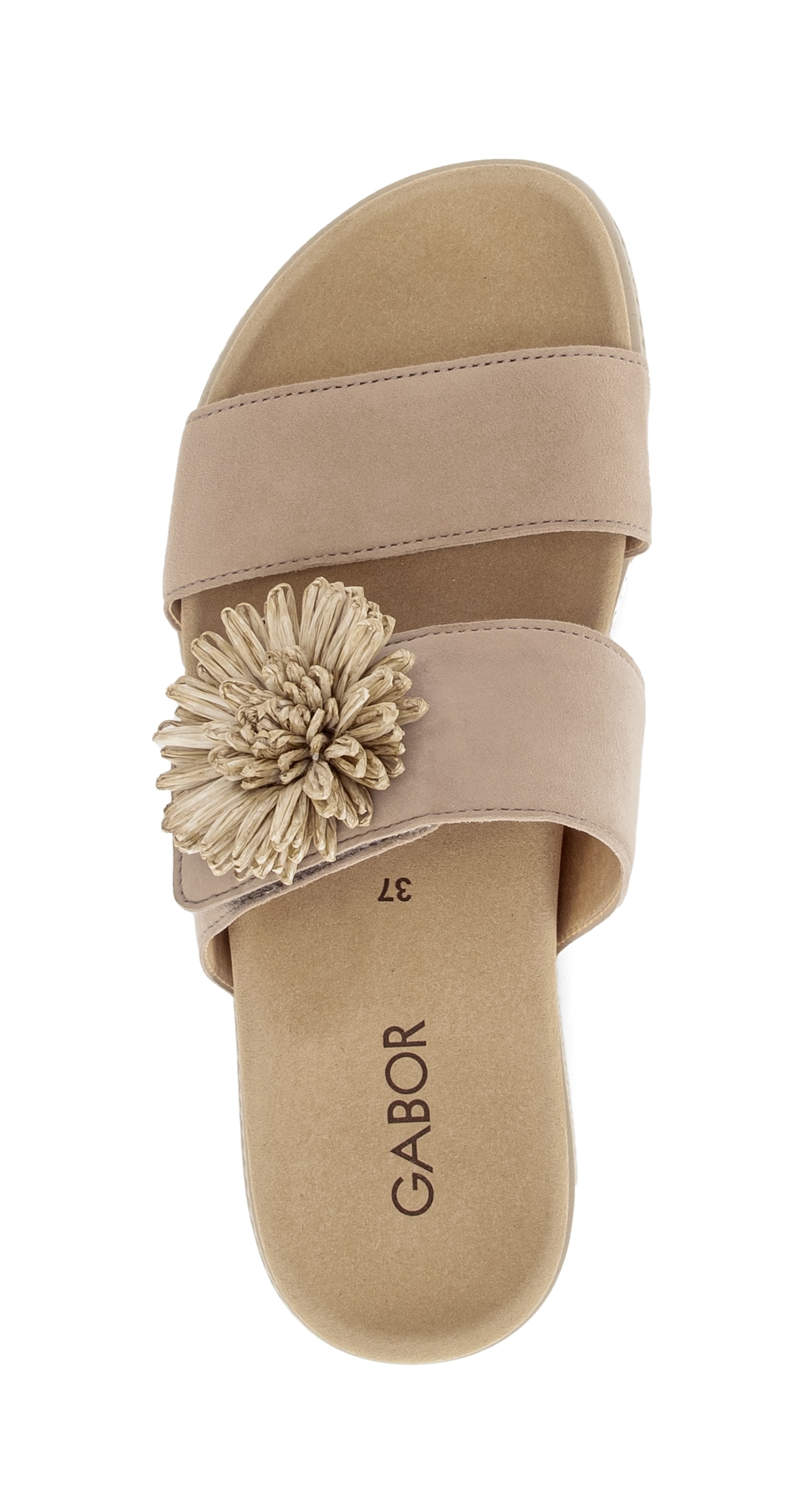 Gabor Pantolette  Plateau, Sommerschuh, Schlupfschuh mit Bast-Zierblüte