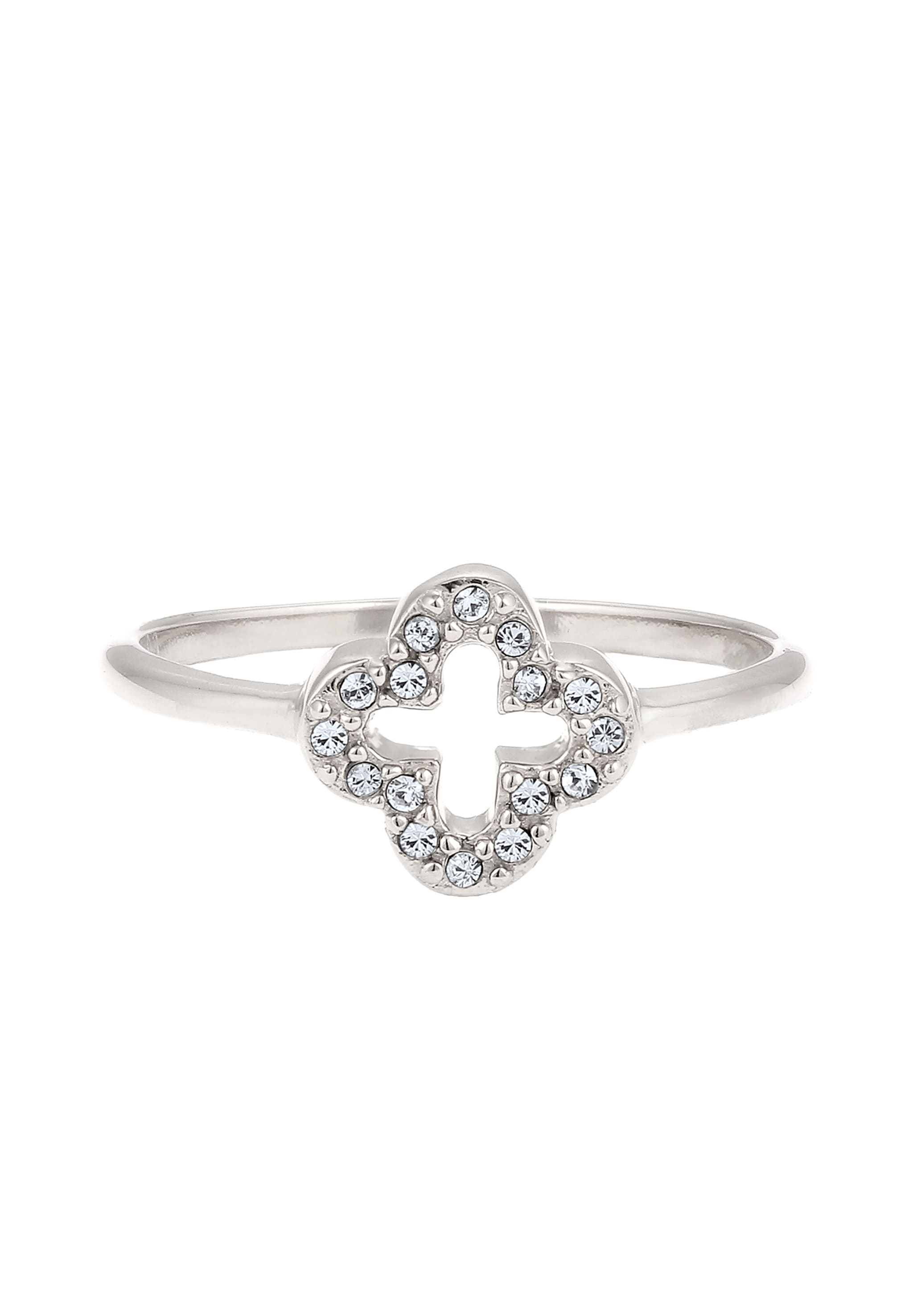 Elli Silberring »Ring Kleeblatt Weiß 925 Sterling Silber, mit Kristallen von Swarovski®«