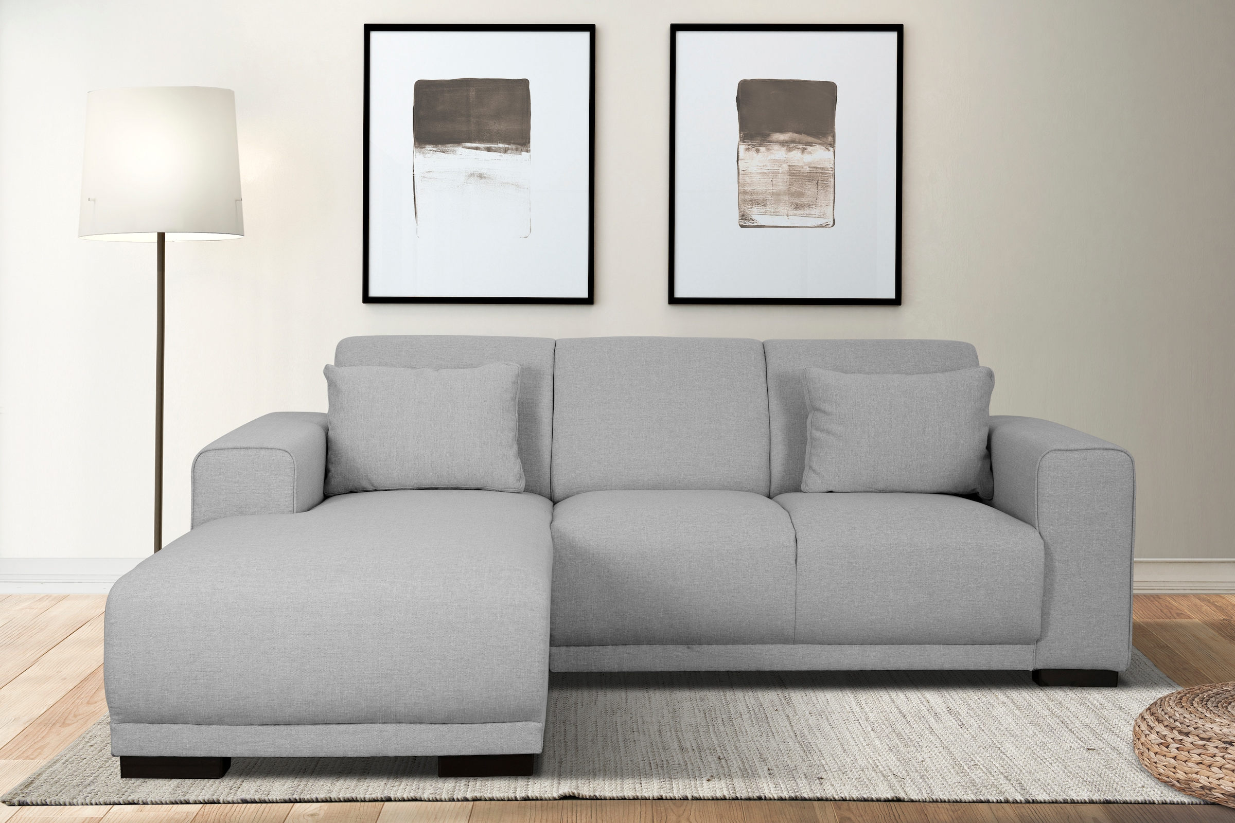 Home affaire Ecksofa »BORNHOLM L-Form mit Recamiere, Maße B/T/H: 234/162/85 cm«, Recamiere links oder rechts bestellbar, Wellenfederung, inkl. 2 Kissen