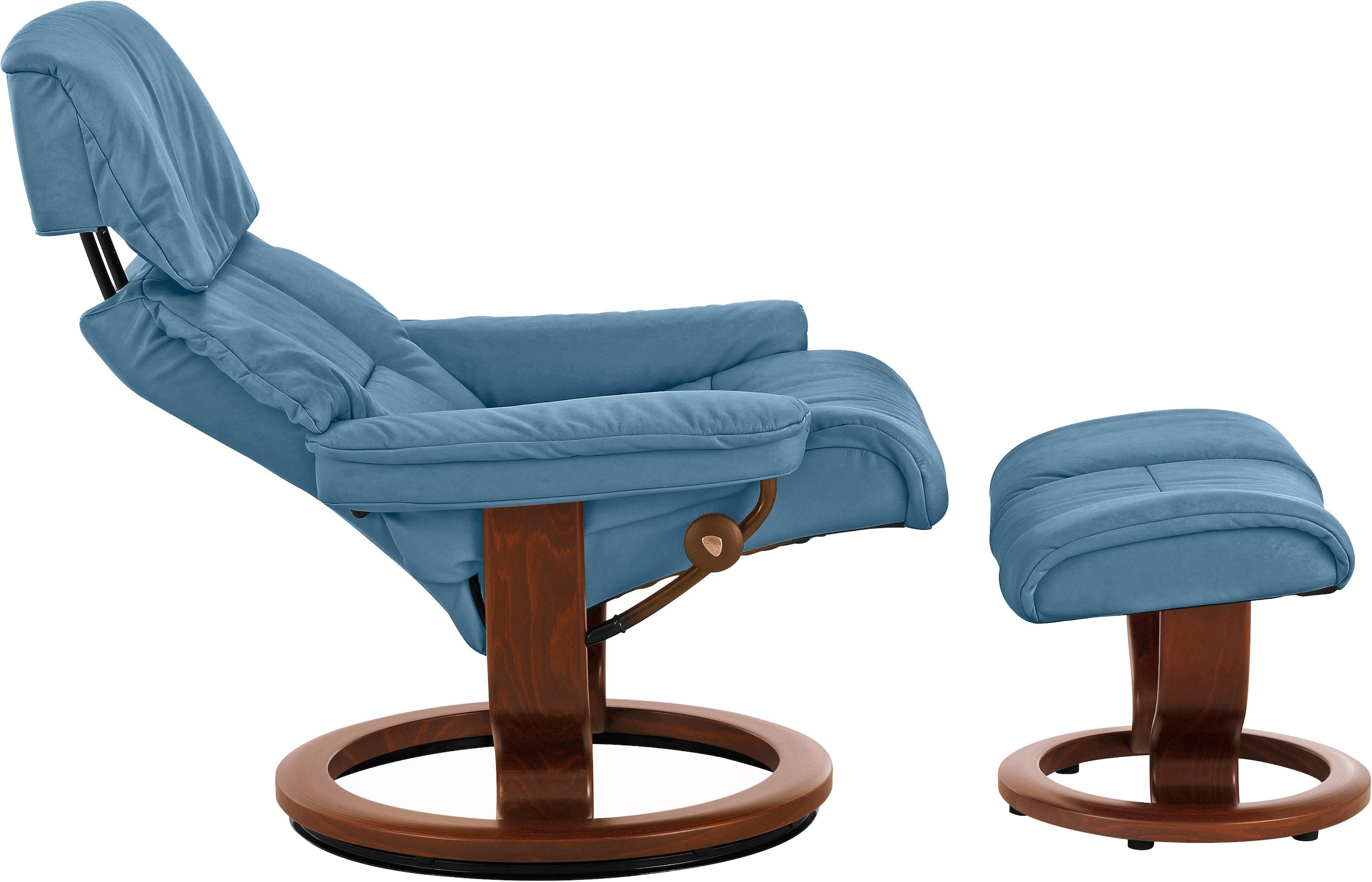 Stressless® Relaxsessel »Ruby«, (Set, Relaxsessel mit Hocker), mit Classic Base, Größe L, Gestell Eiche, Wenge, Braun & Schwarz