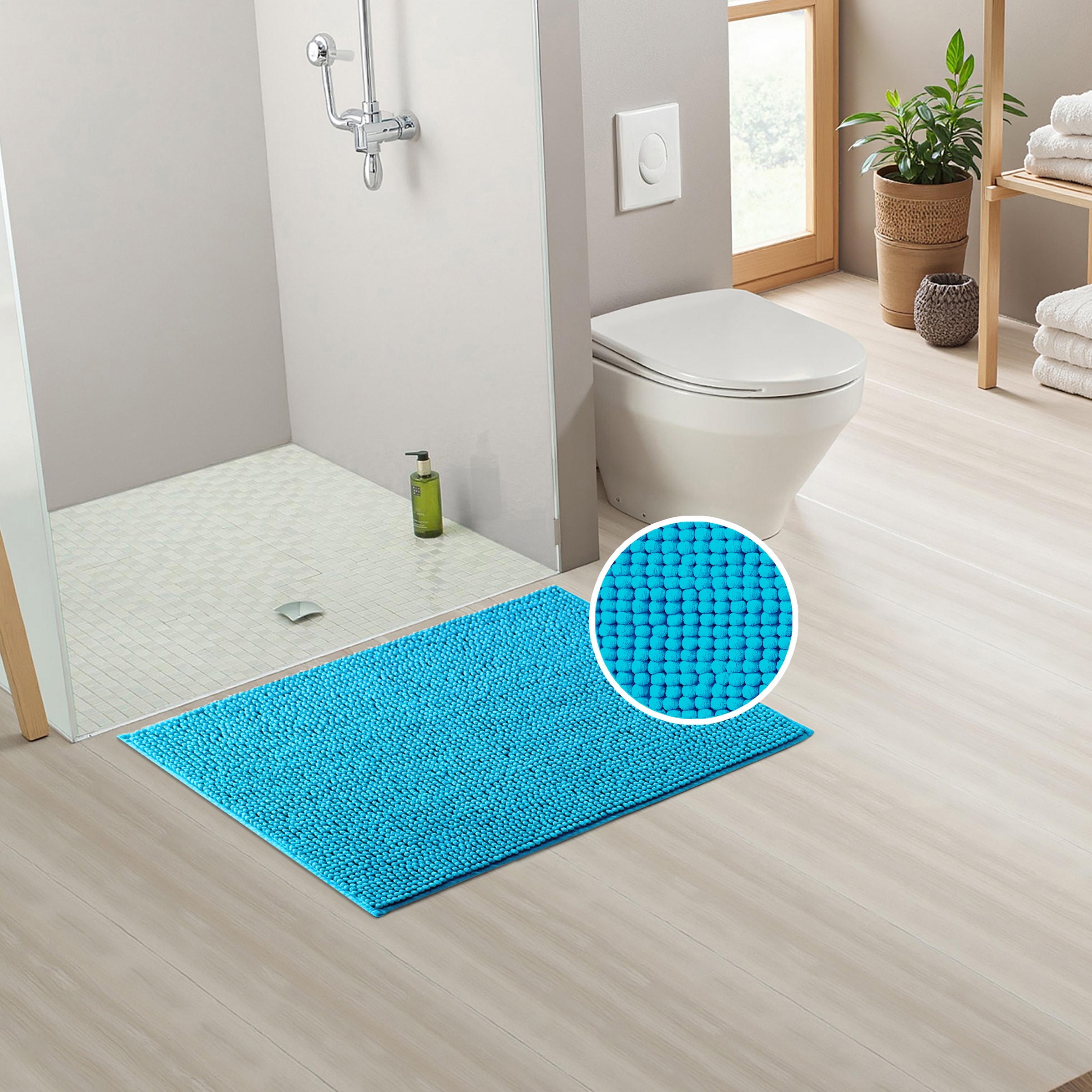 my home Badematte »Vanessa Chenille, Badvorleger, Badezimmer Teppich, Duschvorleger«, strapazierfähig-fußbodenheizungsgeeignet-schnell trocknend, Uni Farben, besonders weich