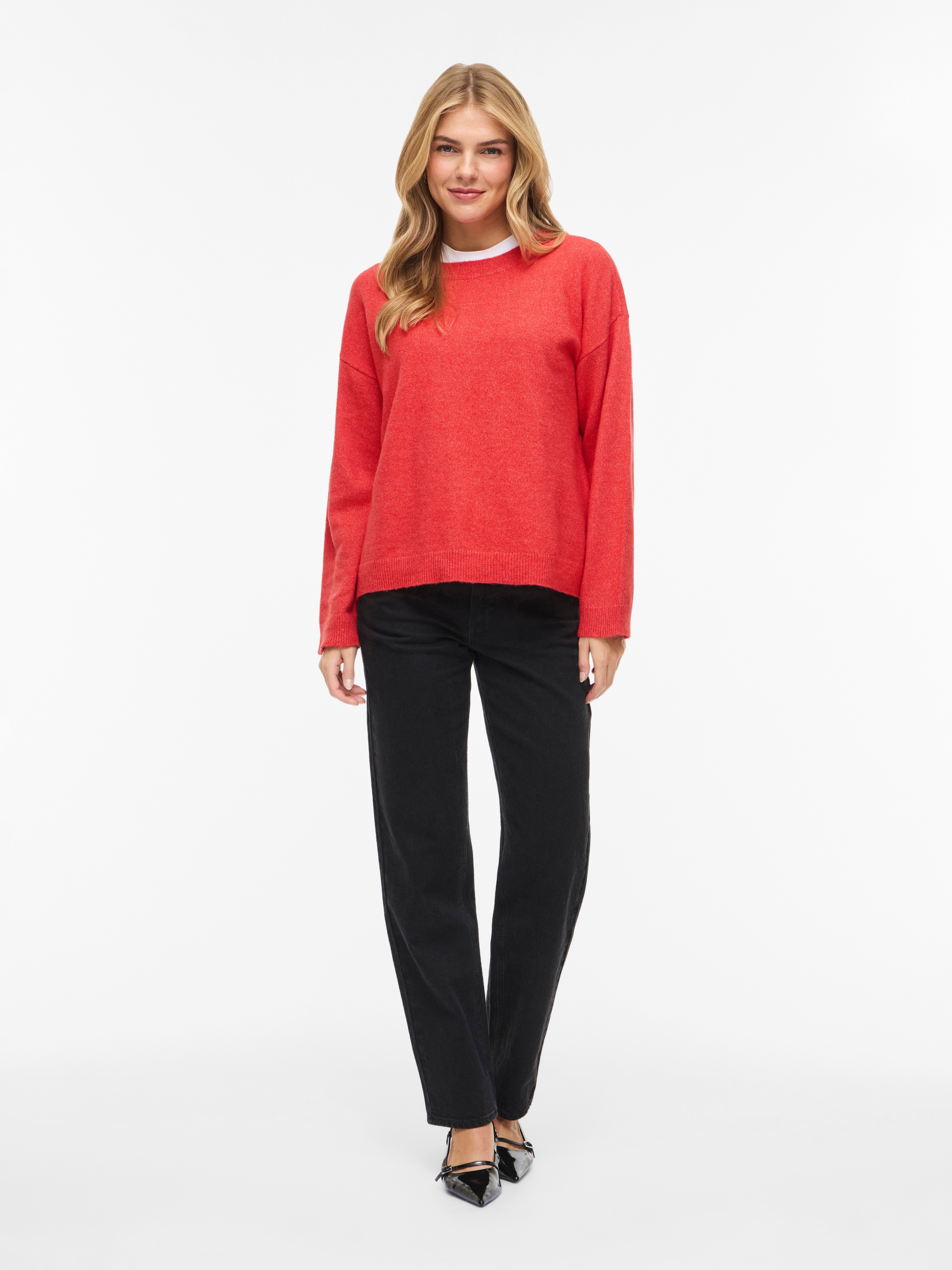 Vila Strickpullover »VILIGA L/S O-NECK KNIT TOP - NOOS« Materialmix, relaxed fit