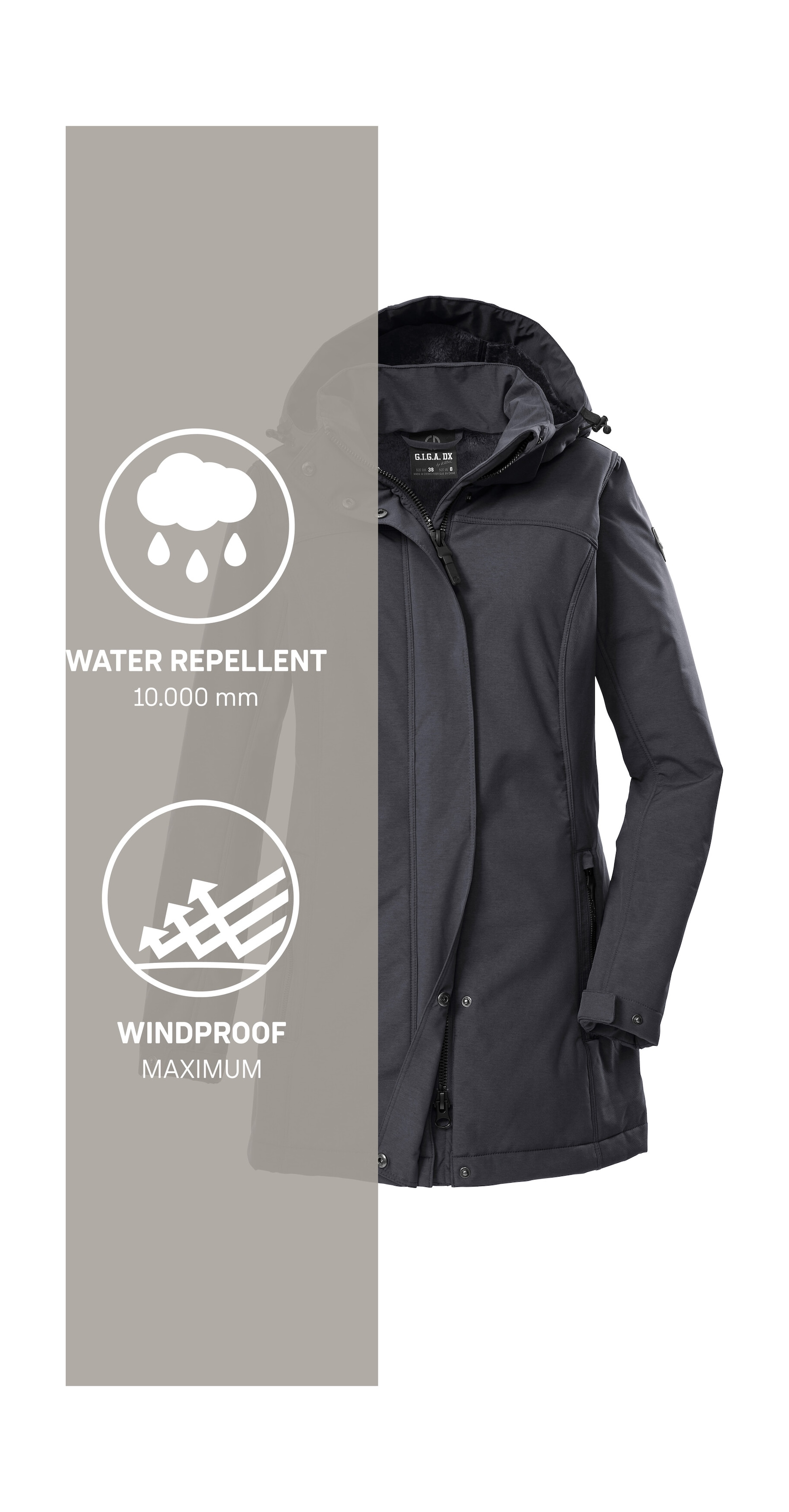G.I.G.A. DX by killtec Softshellparka »GW 36 WMN SFTSHLL PRK«, Softshellparka: wasserdicht, Teddyfell, 2-Wege-Reißverschluss