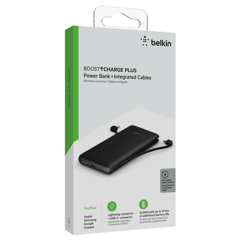 Belkin Powerbank »BoostCharge Plus 10.000 mAh«, Belkin BOOST?CHARGE™ Powerbank,10.000 mAh 18W,mit Kabeln blue, integrierte Kabel