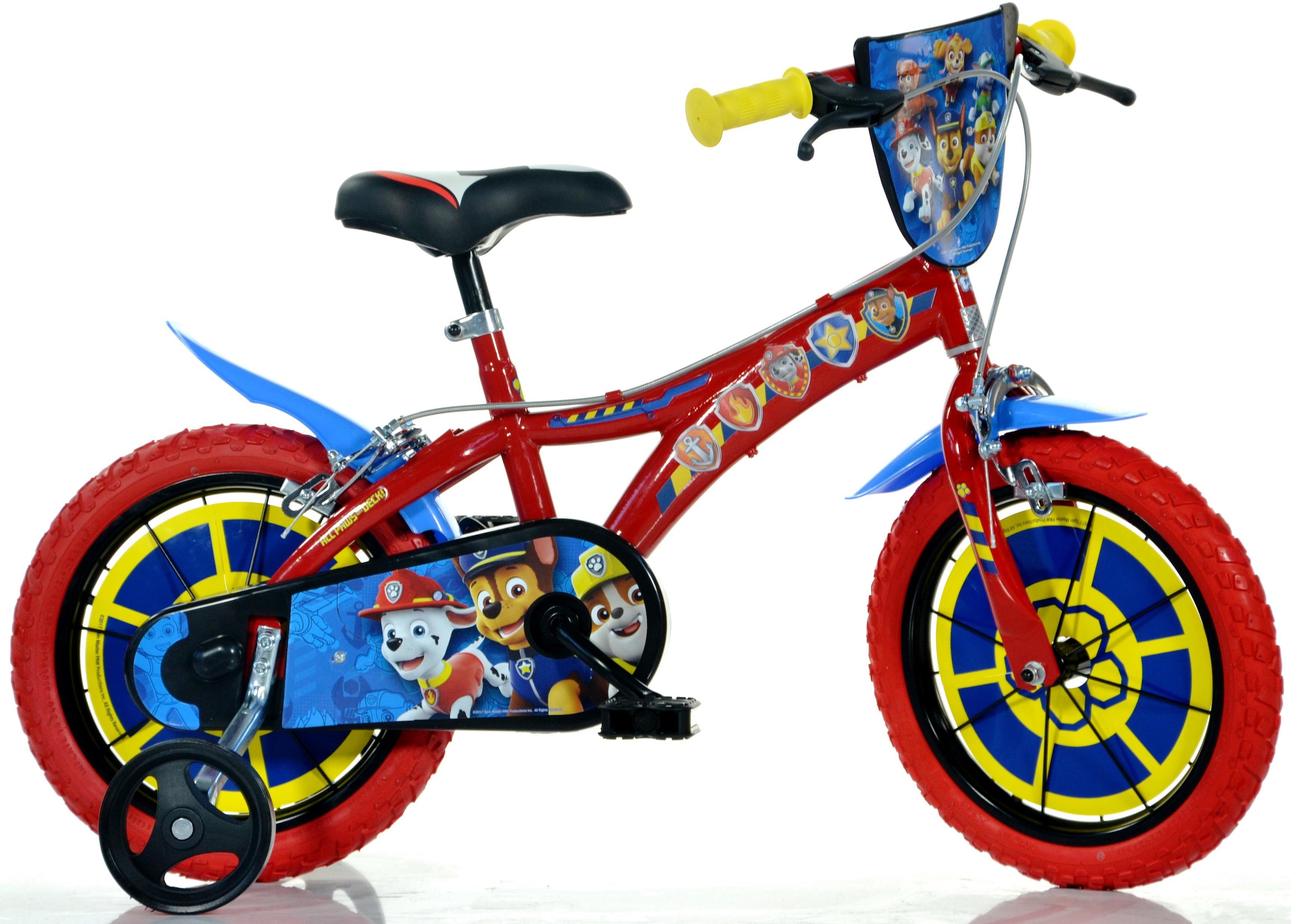 Dino Bikes Kinderfahrrad "14" Paw Patrol Kinderfahrrad Stützräder ergonomischer Sattel 3–5Jahre" 1 Gang mit Stützrädern und Frontschild